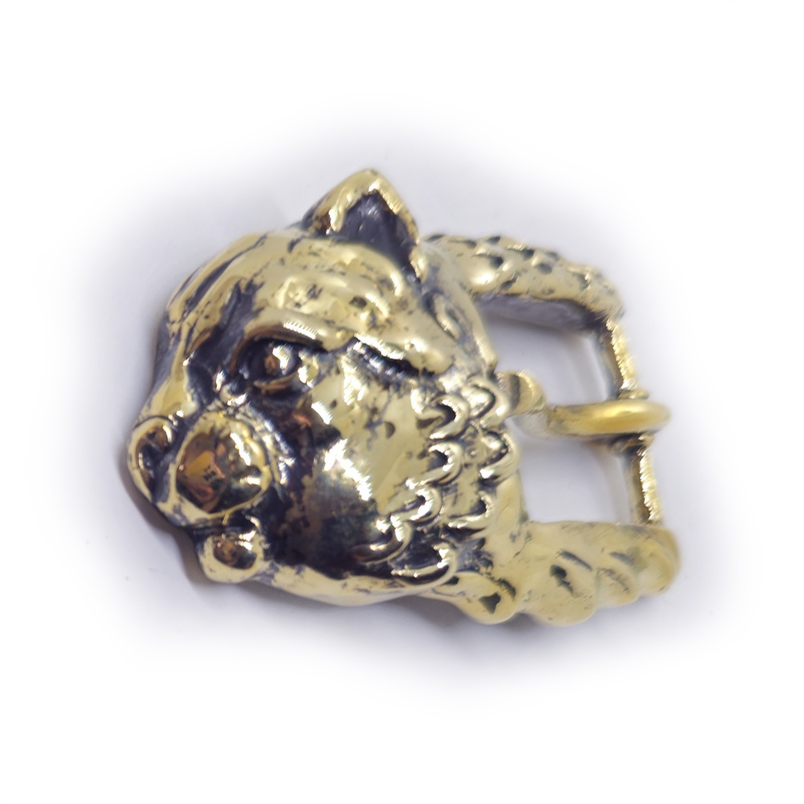 Cat Head Brass Belt Buckle