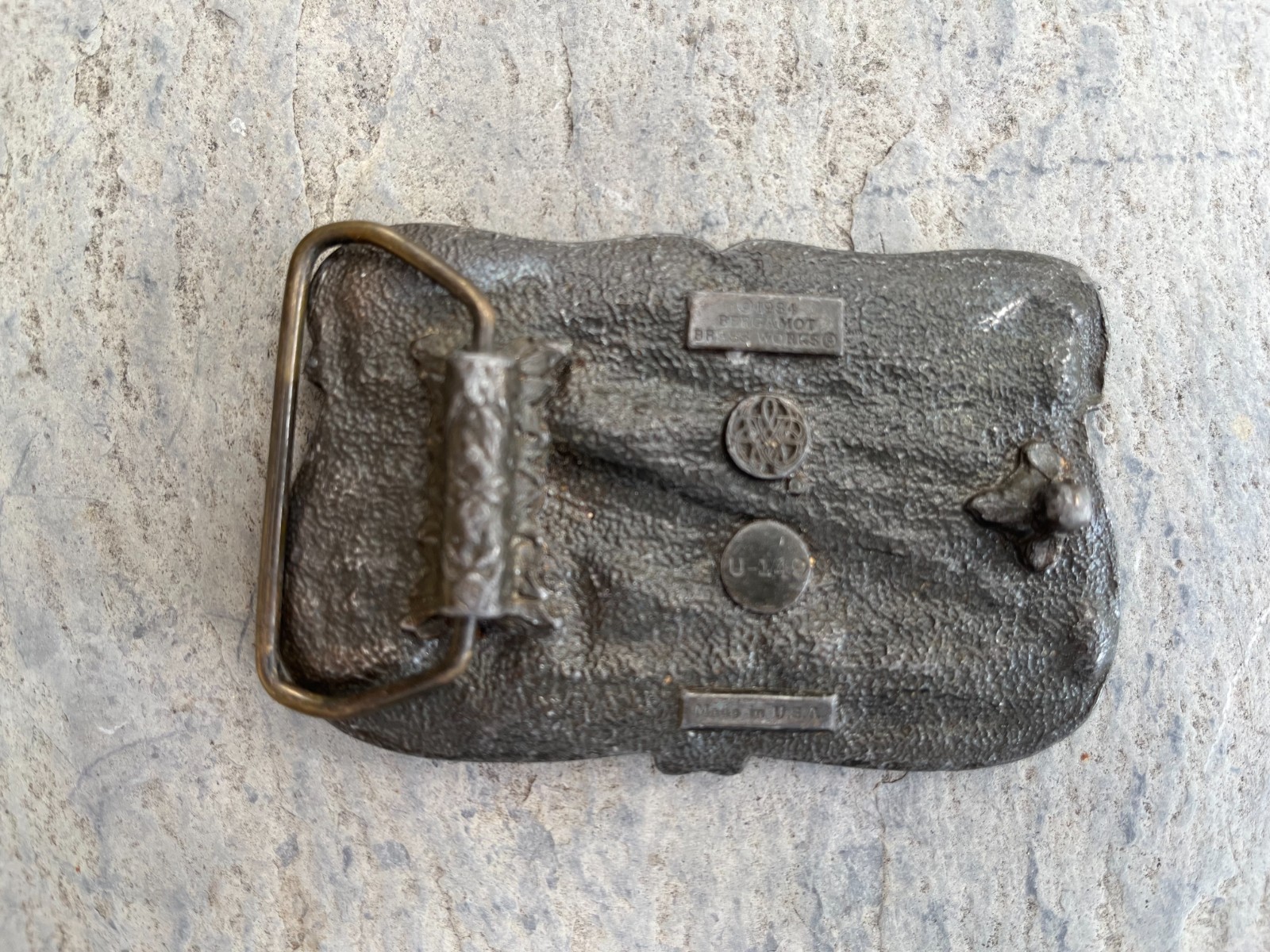 Vintage 1984 Bergamot Brass Works U-149 Enameled Steam Train 5473 Belt Buckle