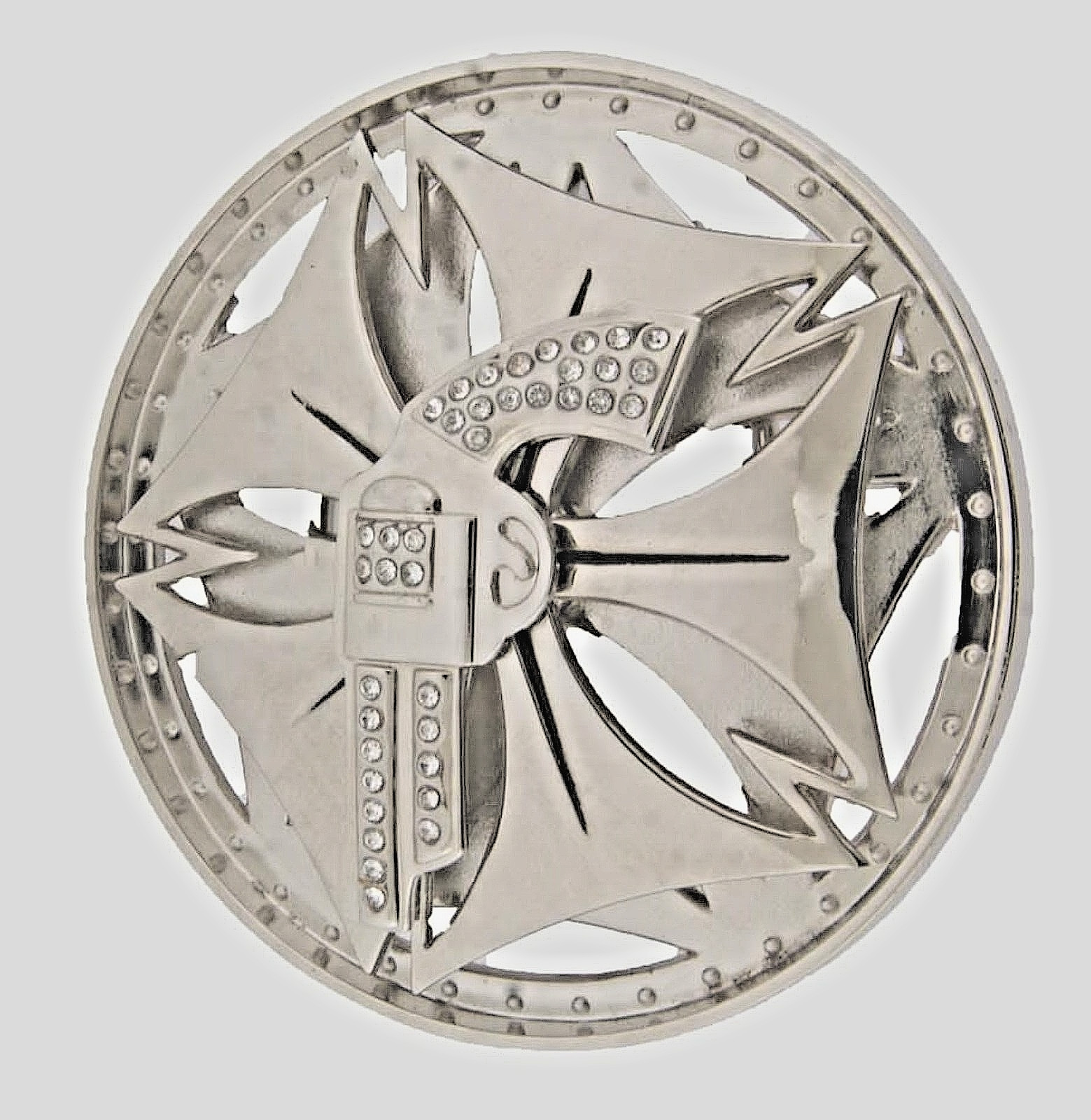 Spinner Gun Belt Buckle Silver Chrome Metal Western Real Cowboy Men Style Rodeo