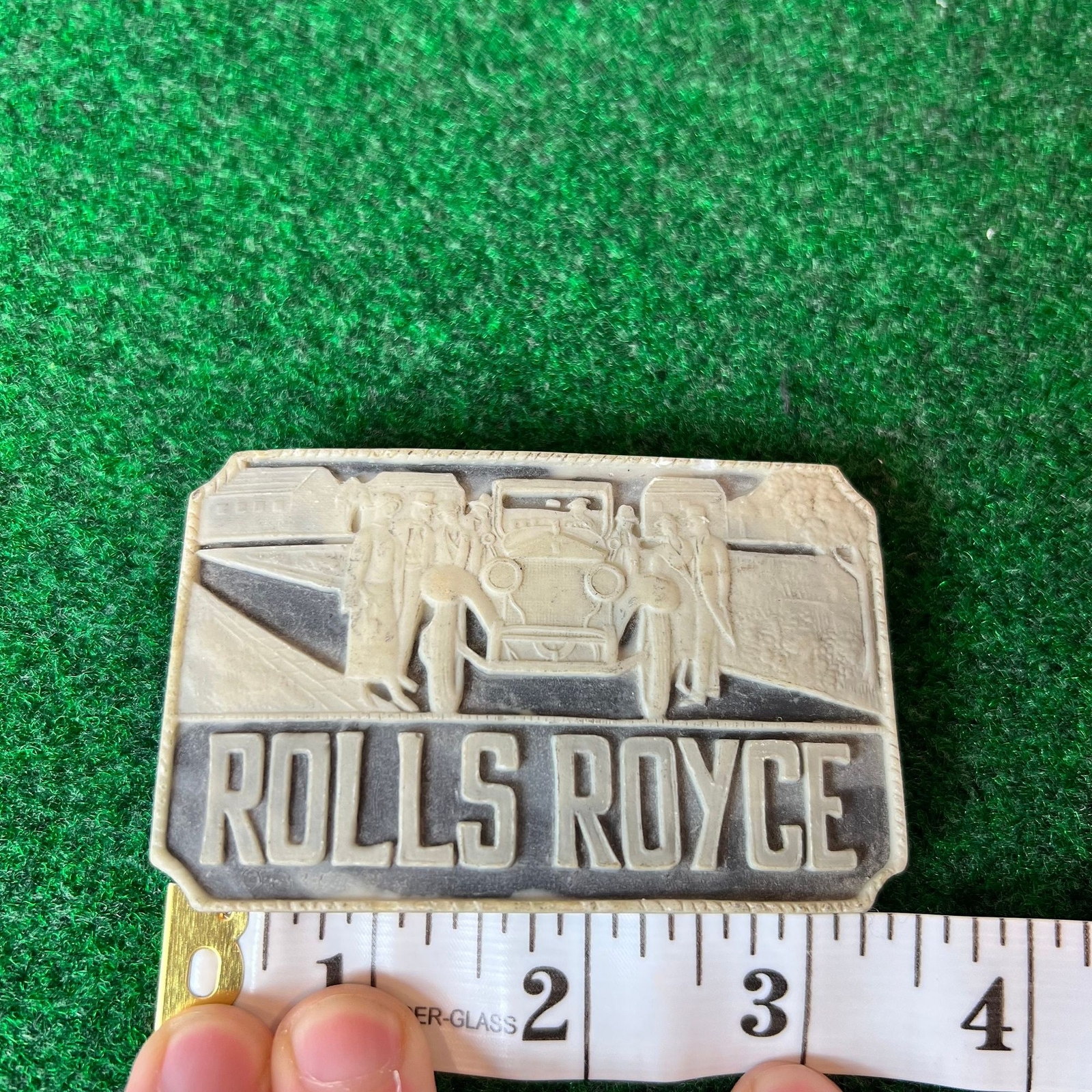 Vintage Rolls Royce Faux Marble Automative Auto Belt Buckle