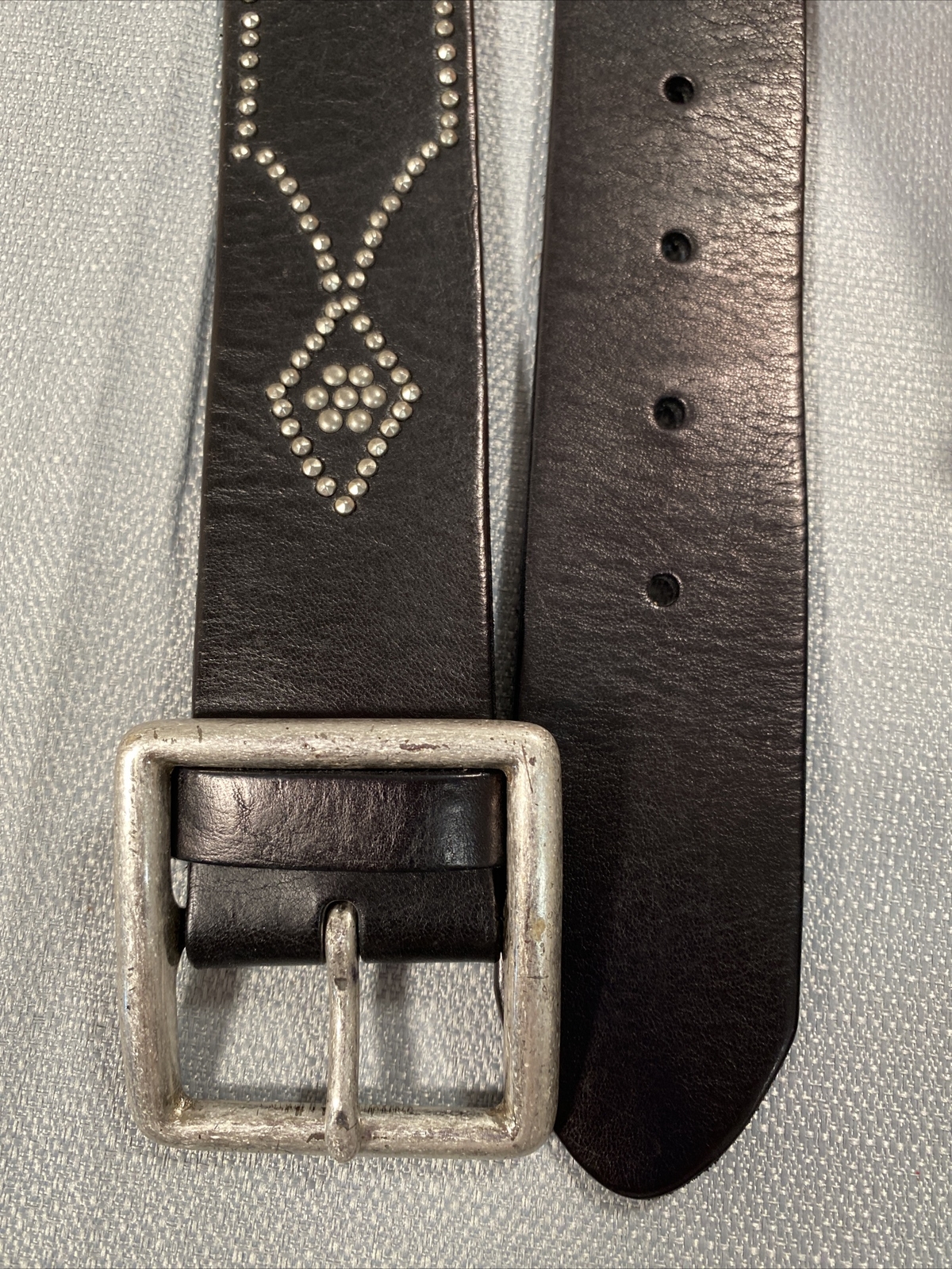 Express Womens Belt M Italian Leather Jeweled Single Tongue Buckle