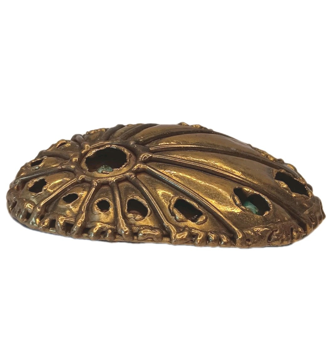 Goldtone Brass Colored Metal Belt Buckle With Turquoise Colored Stones Peacock