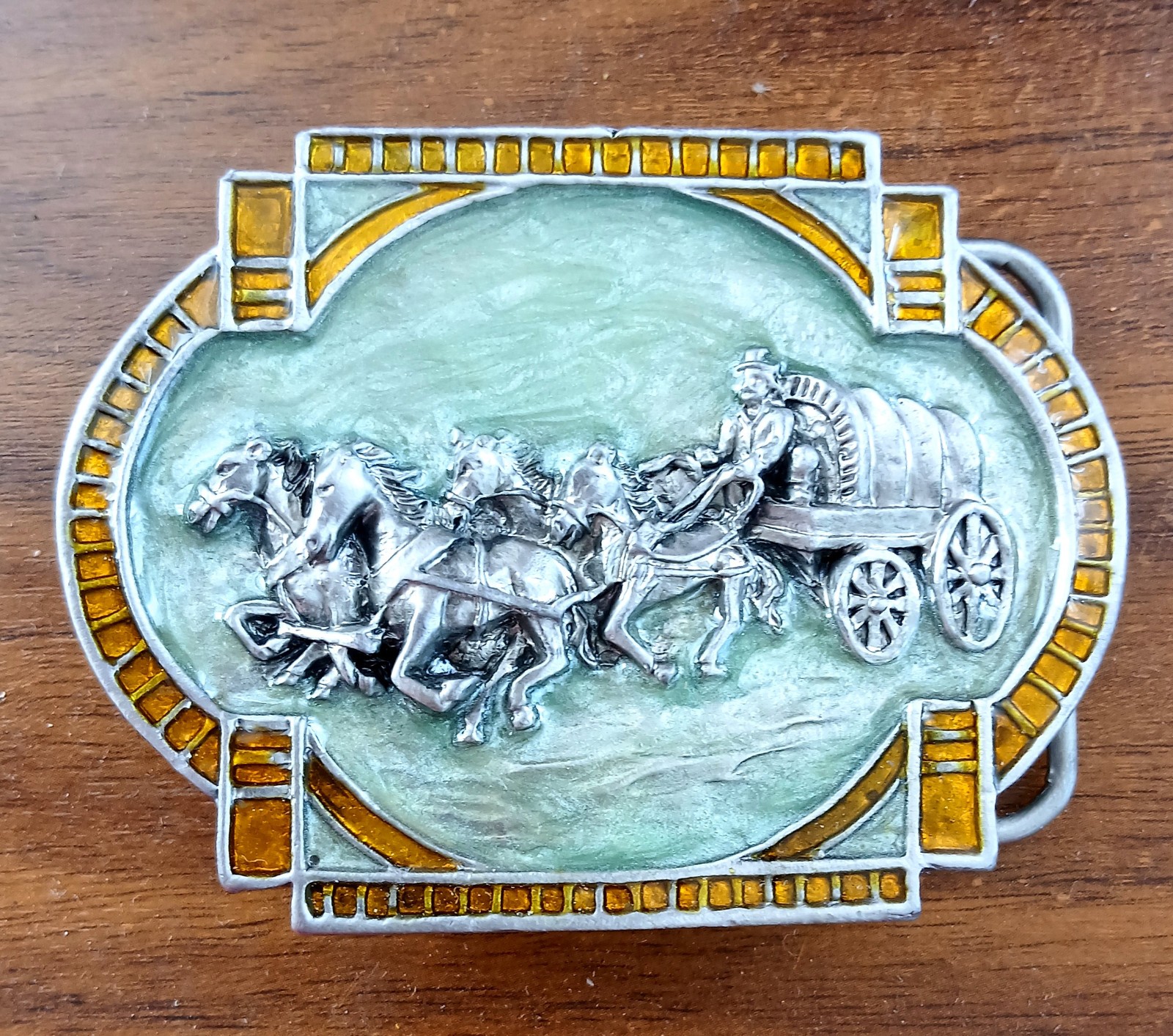 Belt Buckle Buckle Covered Wagon Horses Western Carriage