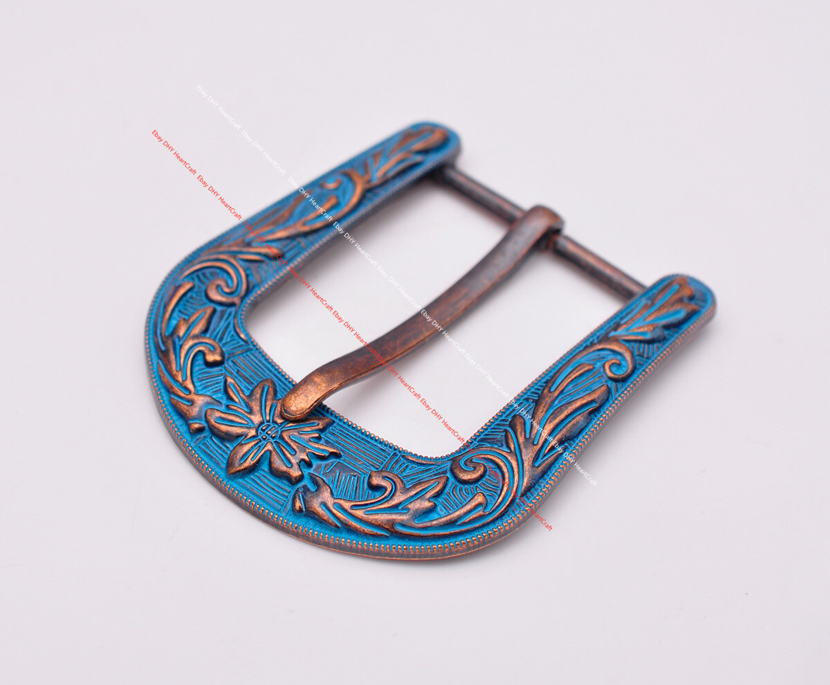 HUGE BIG VINTAGE COPPER FLOWR RODEO RANGER COWBOY TEXAS WESTERN PIN BELT BUCKLE