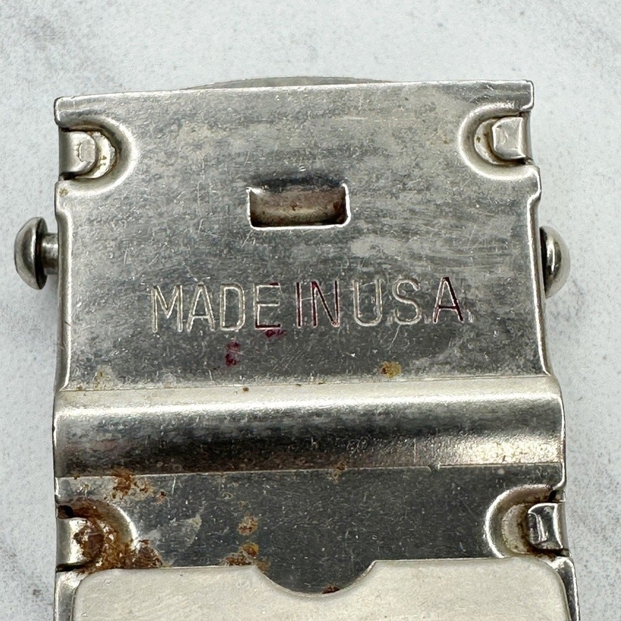 Vintage Silver Tone Web Clamp Military Style Belt Buckle Made in USA