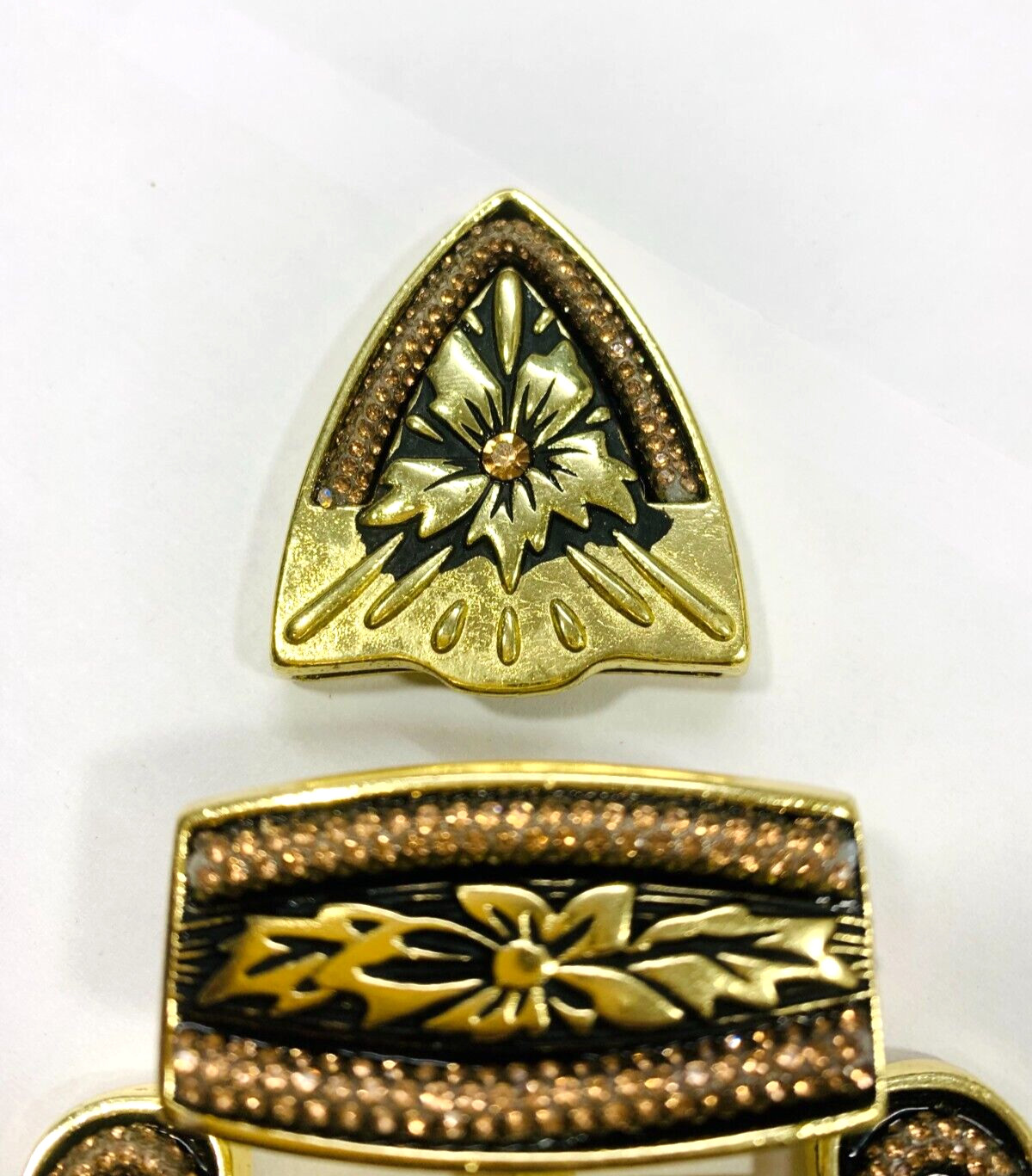 Western buckle set 3 piece 40mm heavy quality buckle golden solid leather buckle
