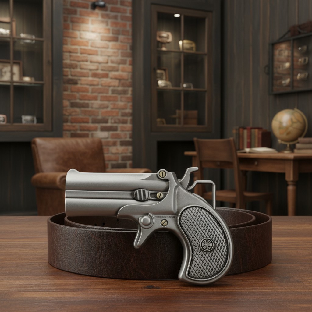 Men Silver Metal Fashion Belt Buckle Biker Handgun Revolver Gun Street Hood Bold