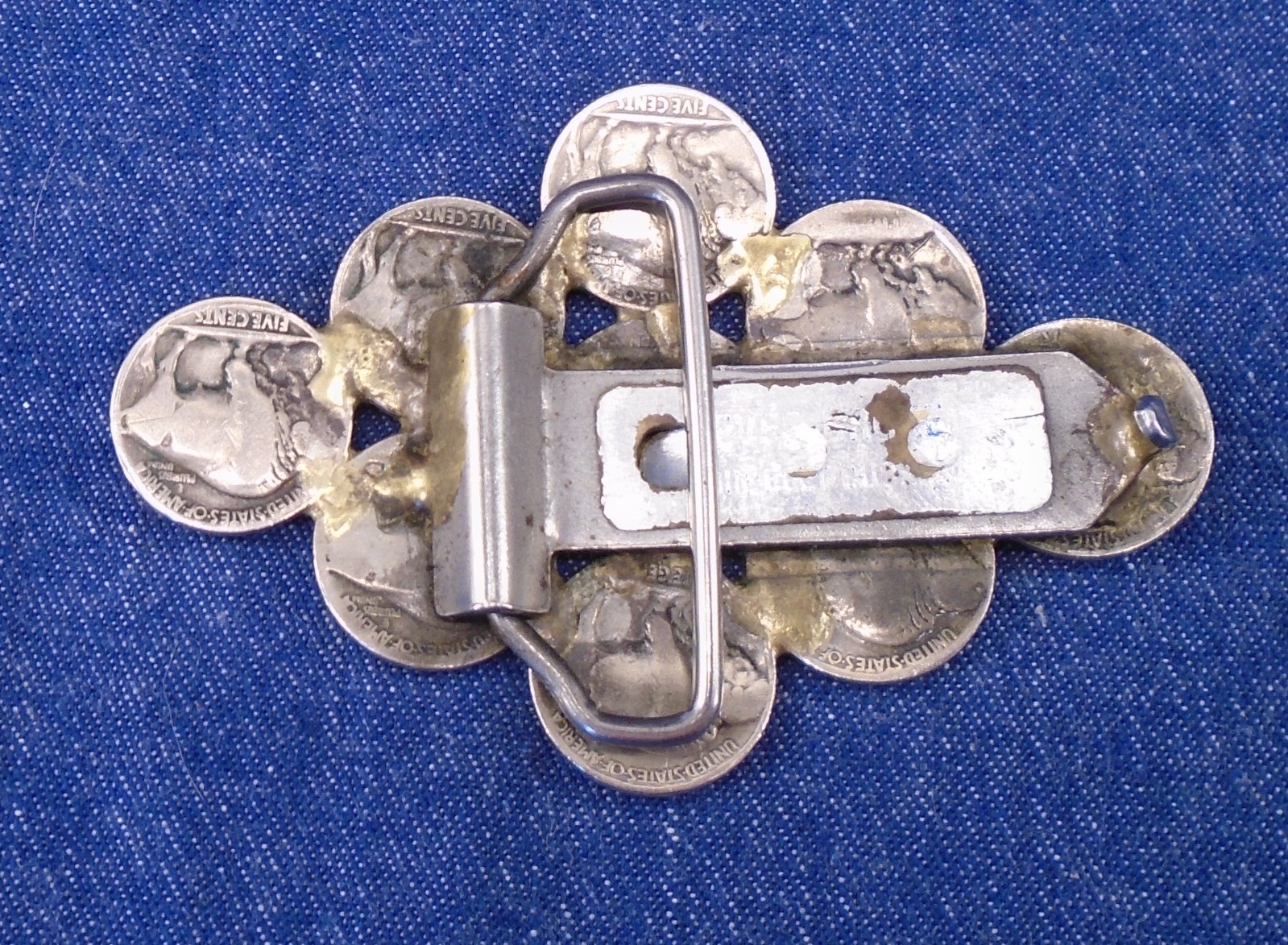 Buffalo Nickel Silver Diamond Shaped Belt Buckle 3.75 x 2.5&Prime;