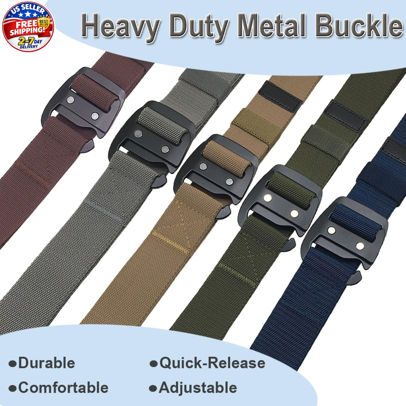 Tactical Stretch Belt for Men, 1.5&Prime; Military Work Rigger Elastic Nylon Hiking..