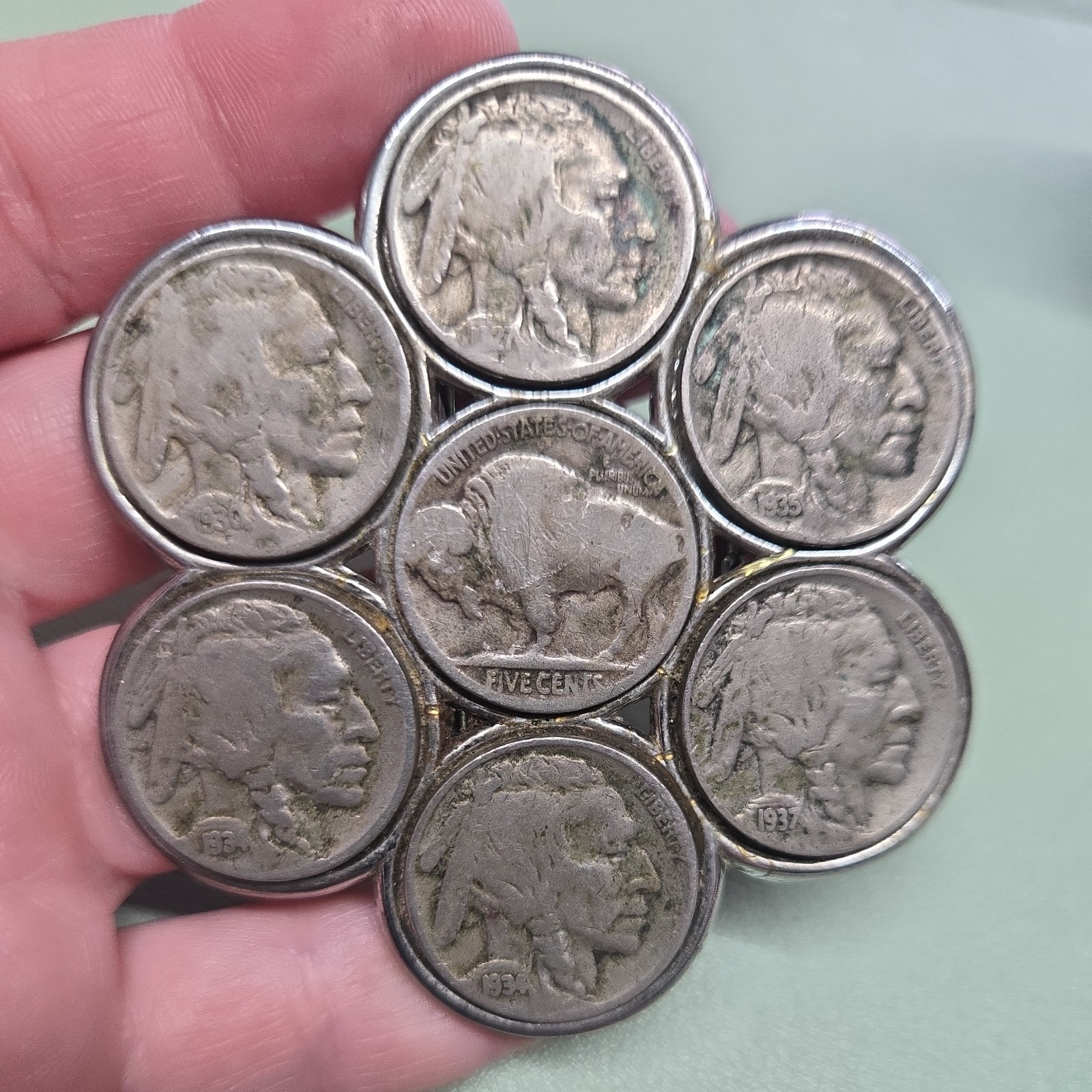 Buffalo Nickel Belt Buckle Vintage Coin Jewelry Western Full Dates