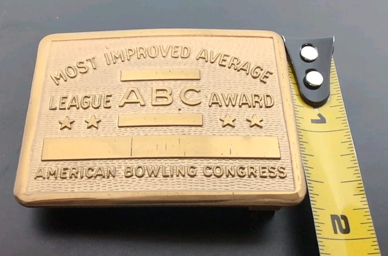 VINTAGE AMERICAN BOWLING CONGRESS BELT BUCKLE MOST IMPROVED AVERAGE AWARD SMALL