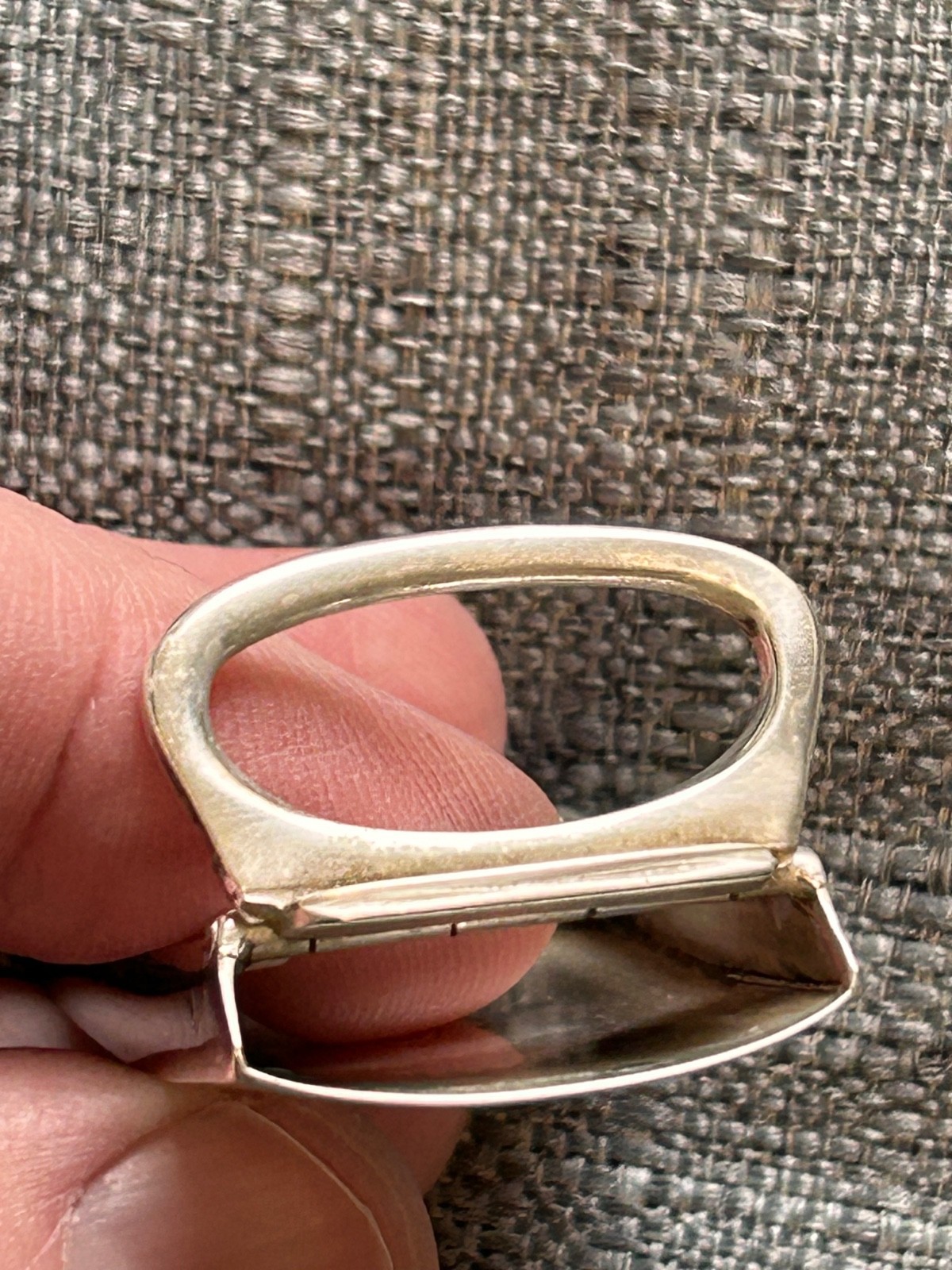 Webster Co vintage sterling silver engine stripe monogram belt buckle