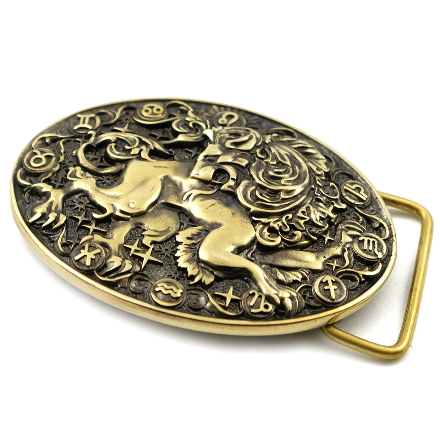 Leo belt buckle, Lion Horoscope Astrological Zodiac Sign solid brass buckle