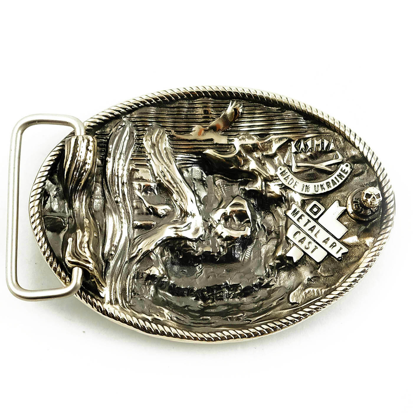 Don&rsquo;t Tread on Me german silver belt buckle, Historical American flag buckle