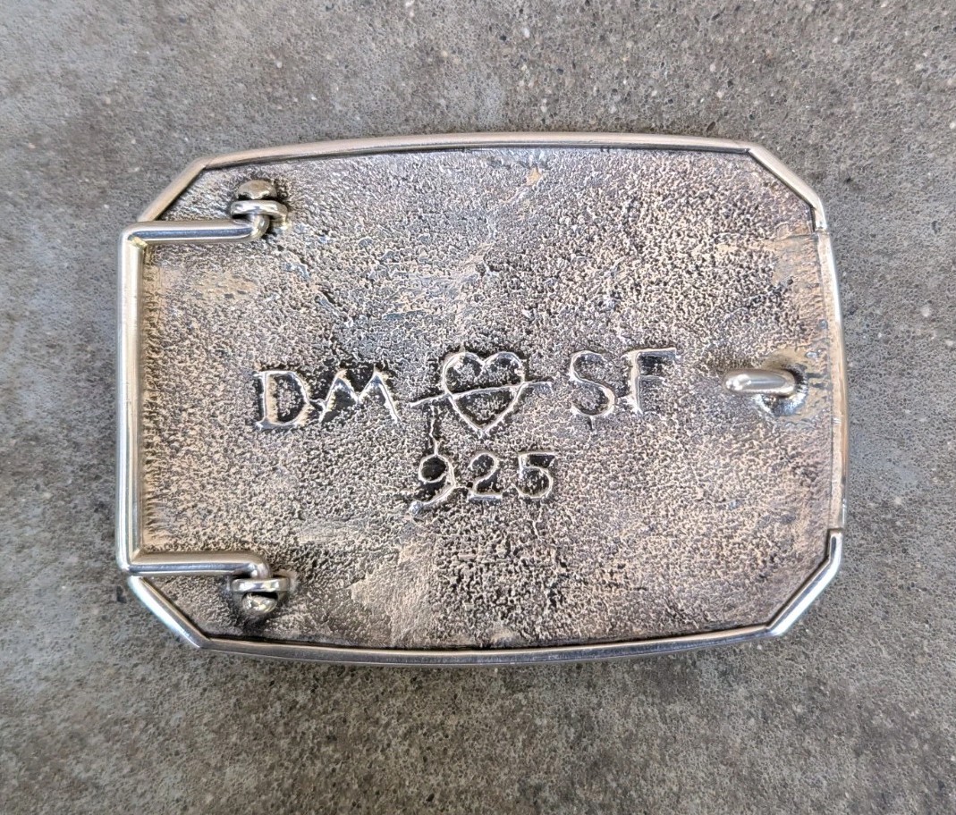Douglas Magnus Santa Fe Turquoise Longhorn Sterling Diamond Plate Trophy Buckle
