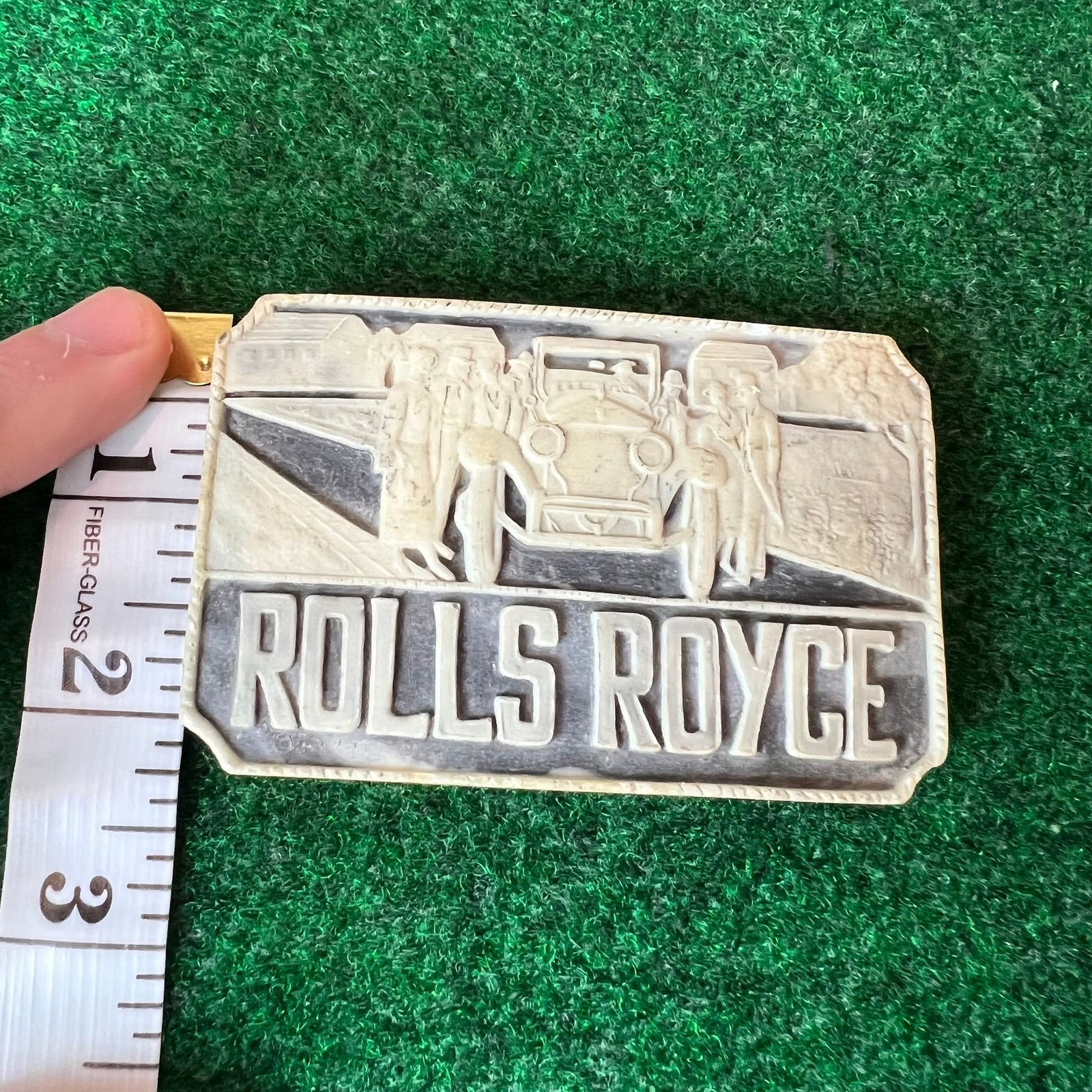 Vintage Rolls Royce Faux Marble Automative Auto Belt Buckle