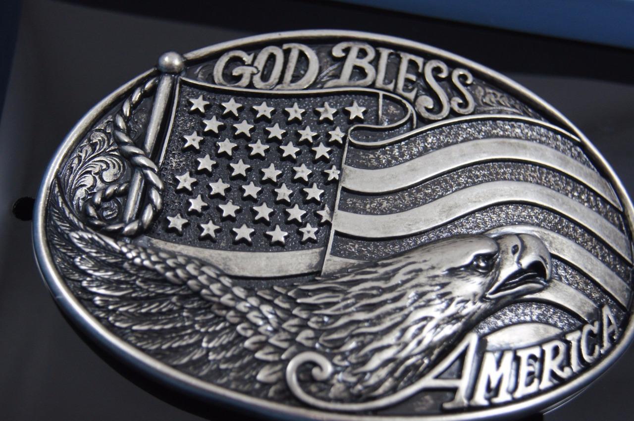 Nocona God Bless America Buckle American Flag Belt Buckle 37016