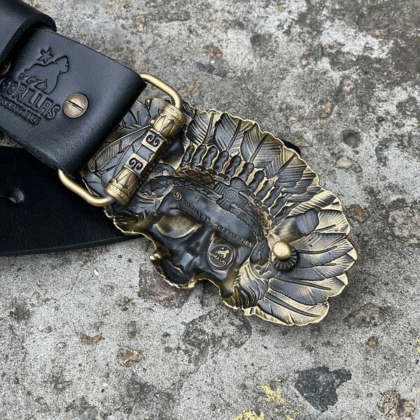 Mens Belt Buckle « APACH » Solid Handmade Brass Buckle Vintage Viking Brass Buckle