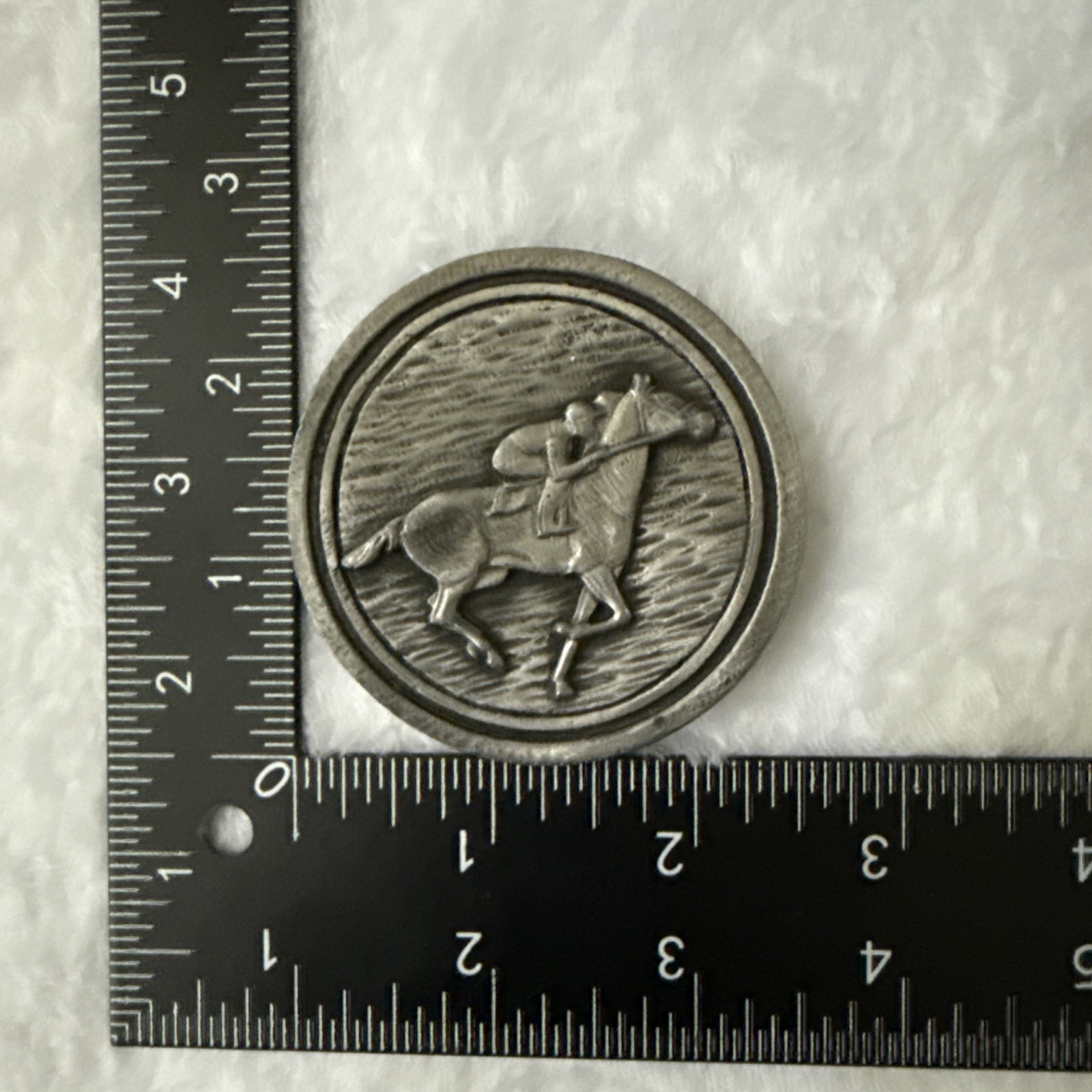 Vintage Round Horse and Rider Belt Buckle 2.5in HTF