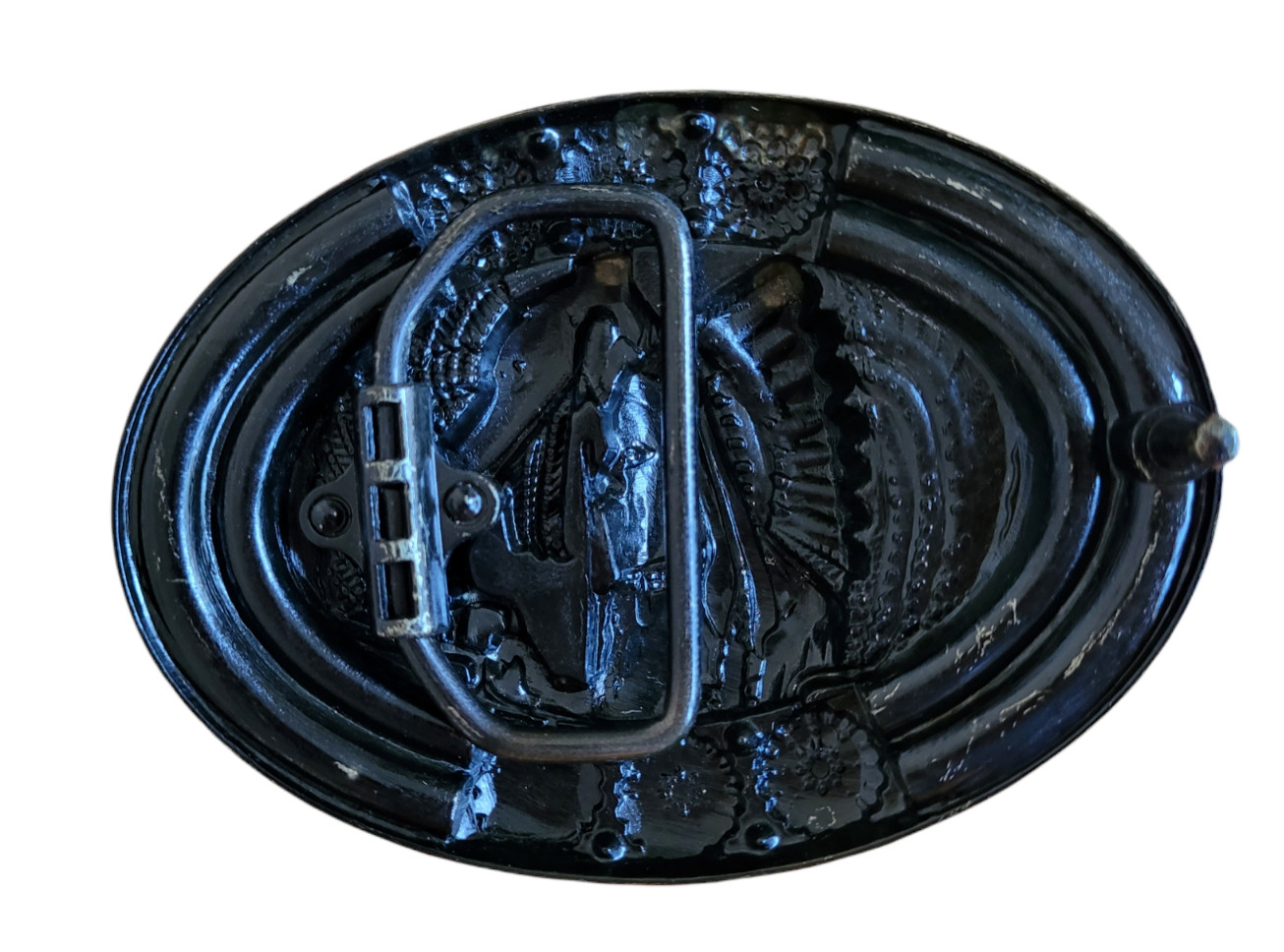 Brass Finish Native American Buckle Western Cowboy Turquoise Stone Belt Buckle