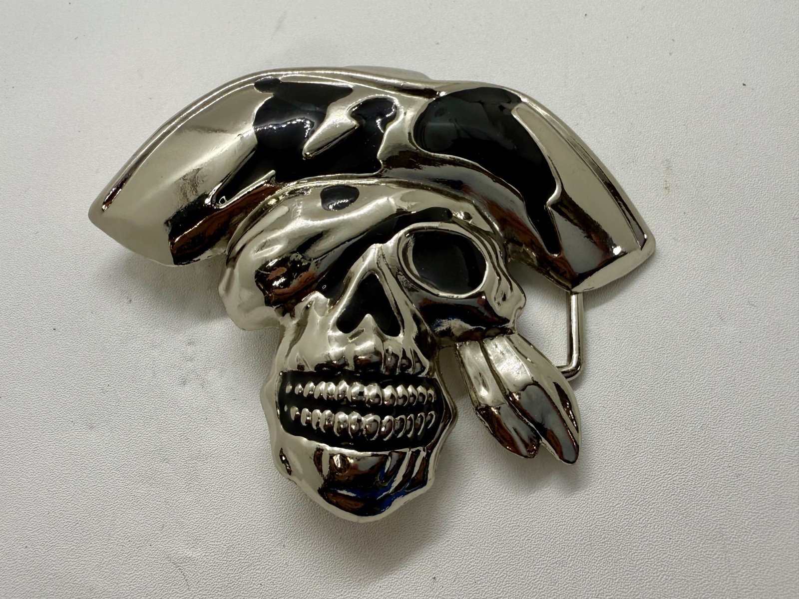 Pirate Skull Head with Hat Bandana Halloween Cosplay Raised 3D Belt Buckle