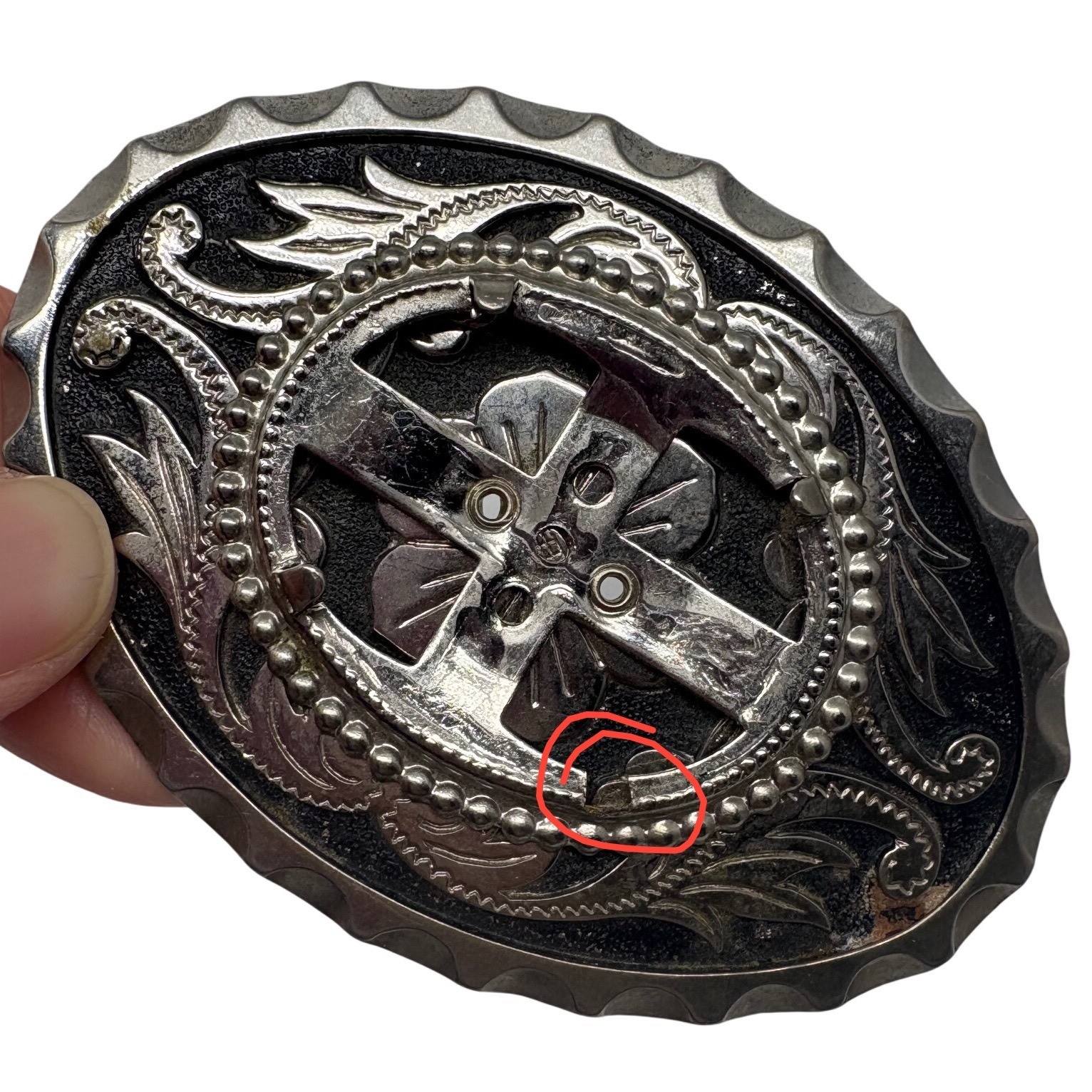 Western Interchangeable Stone Belt Buckle Silver Tone Agate Jasper 3.5in
