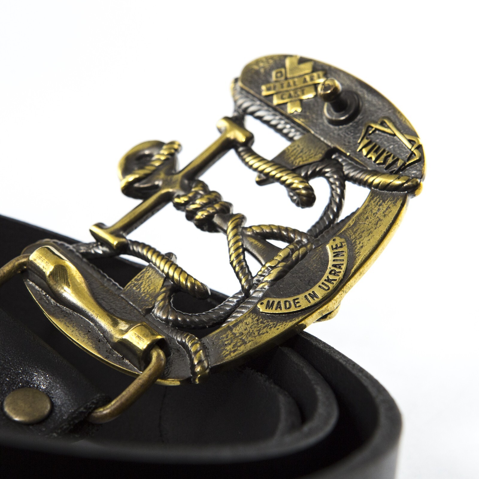 Brass belt buckle Trident Anchor, Ukrainian symbol, Sea anchor belt buckle