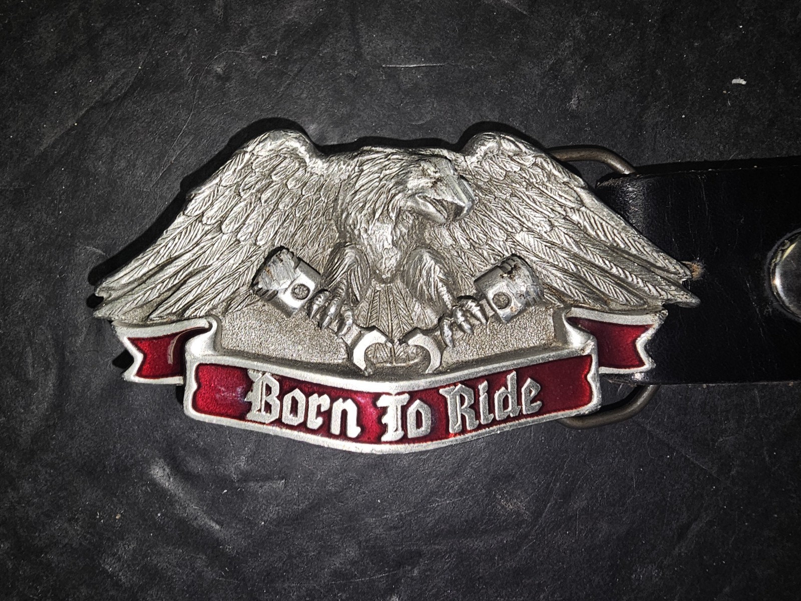 1992 The Great American Belt Buckle Harley-Davidson Born to Ride w/ Leather Belt
