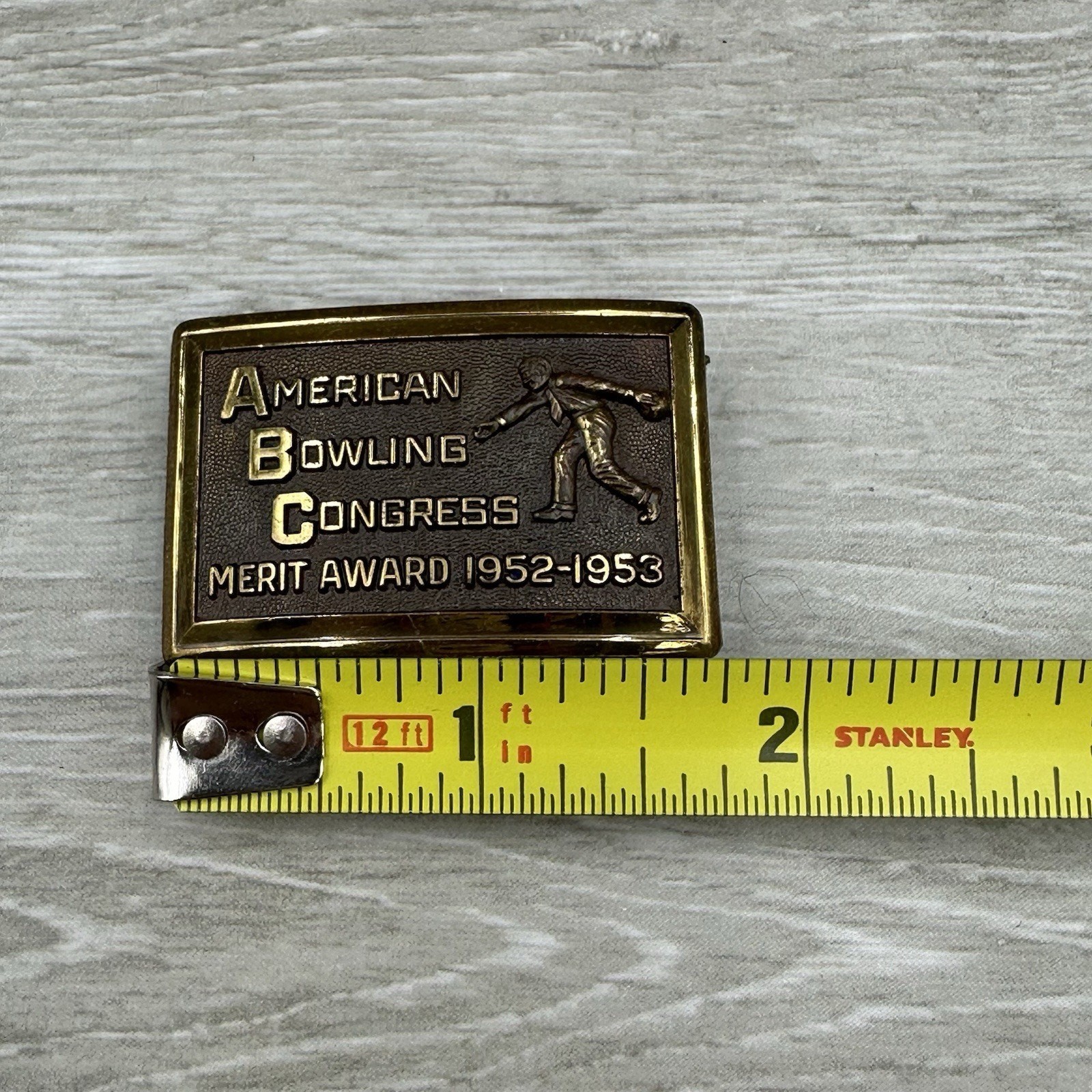 Vintage Belt Buckle American Bowling Congress Merit Award 1952-1953 287 Pins