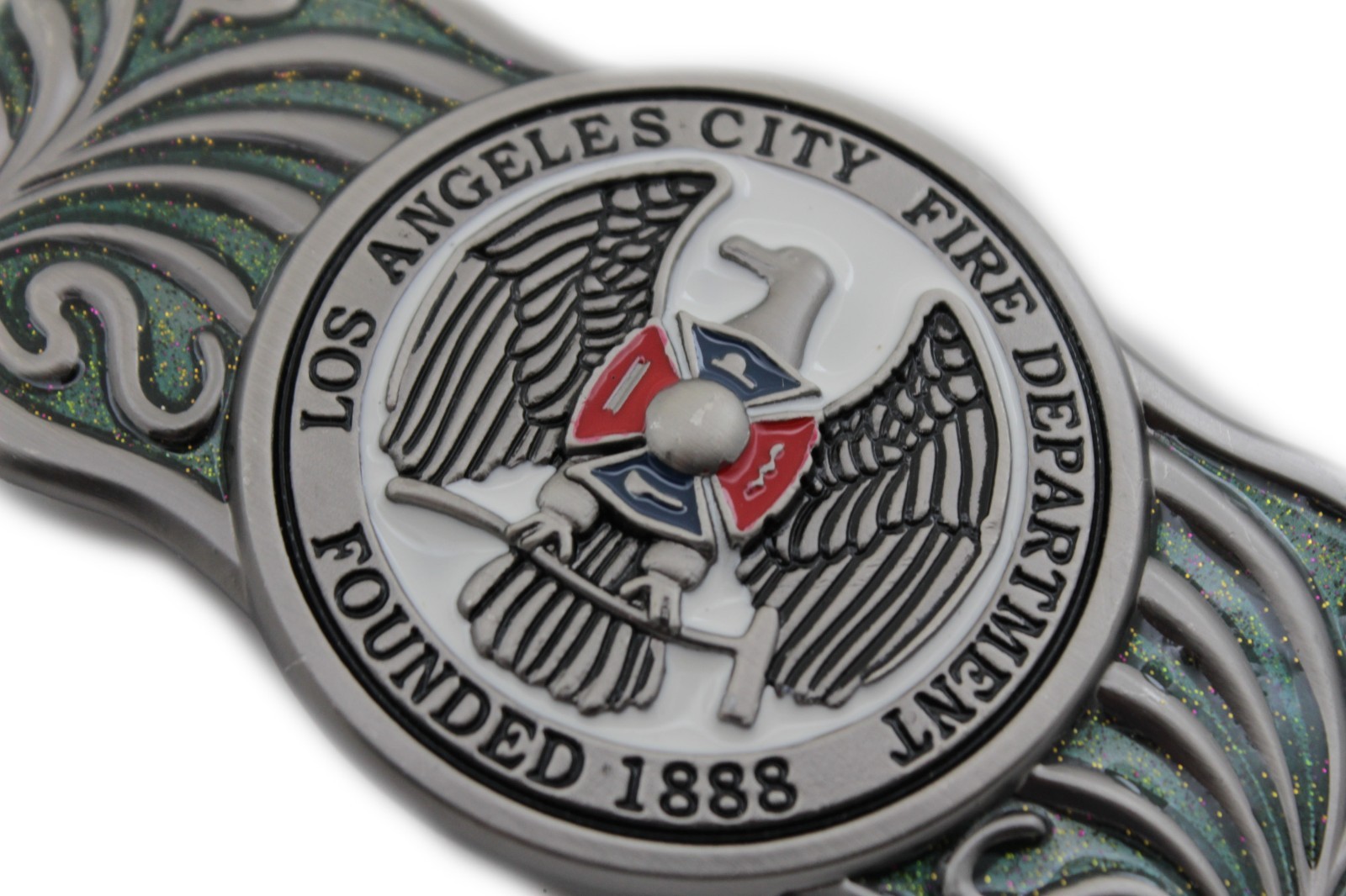 Men Women Silver Metal Belt Buckle Long Los Angeles LA Fire Department Flag 1888