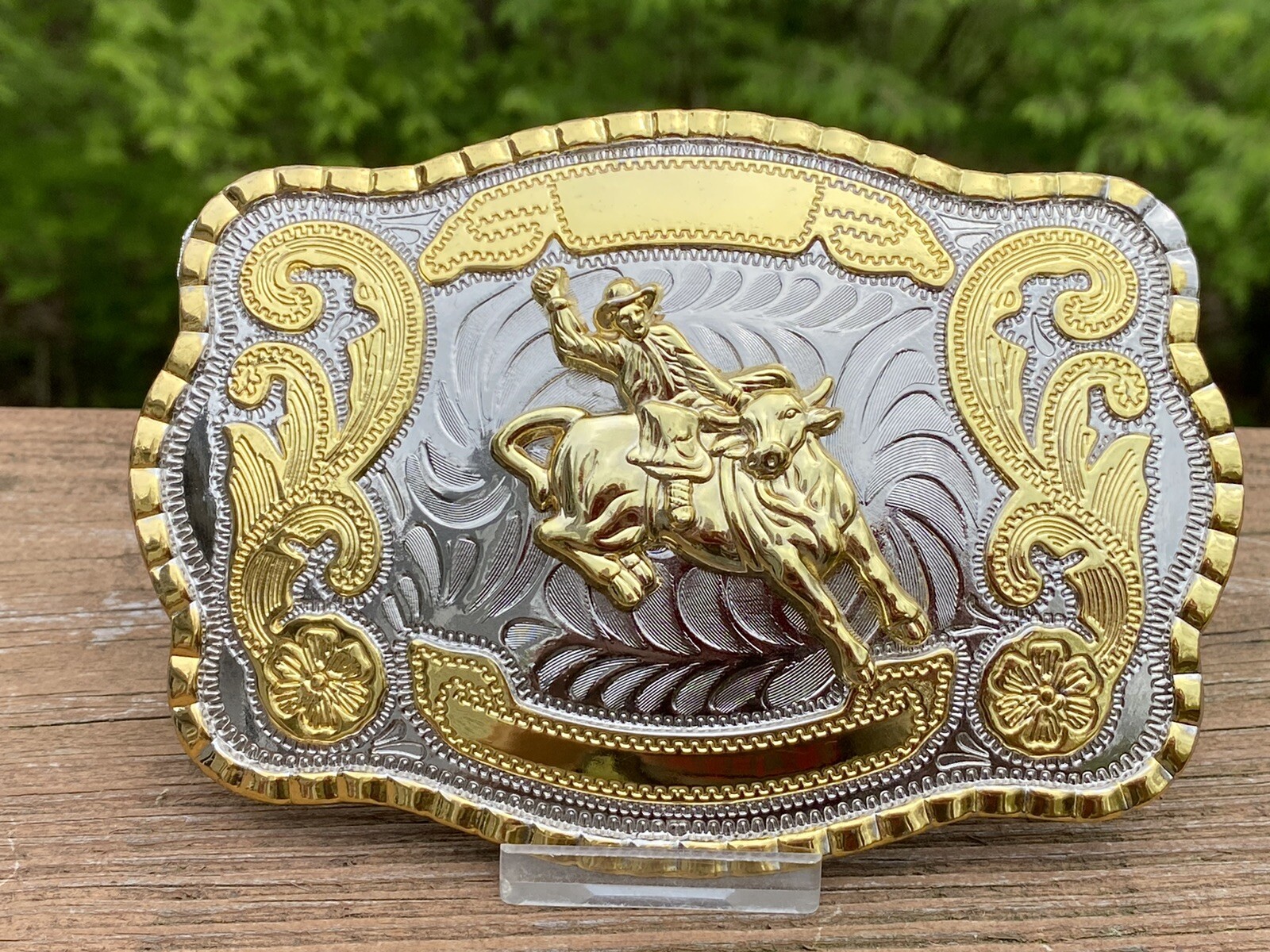 Official Champion Rodeo Bull Riding Large Belt Buckle Stamped WMG