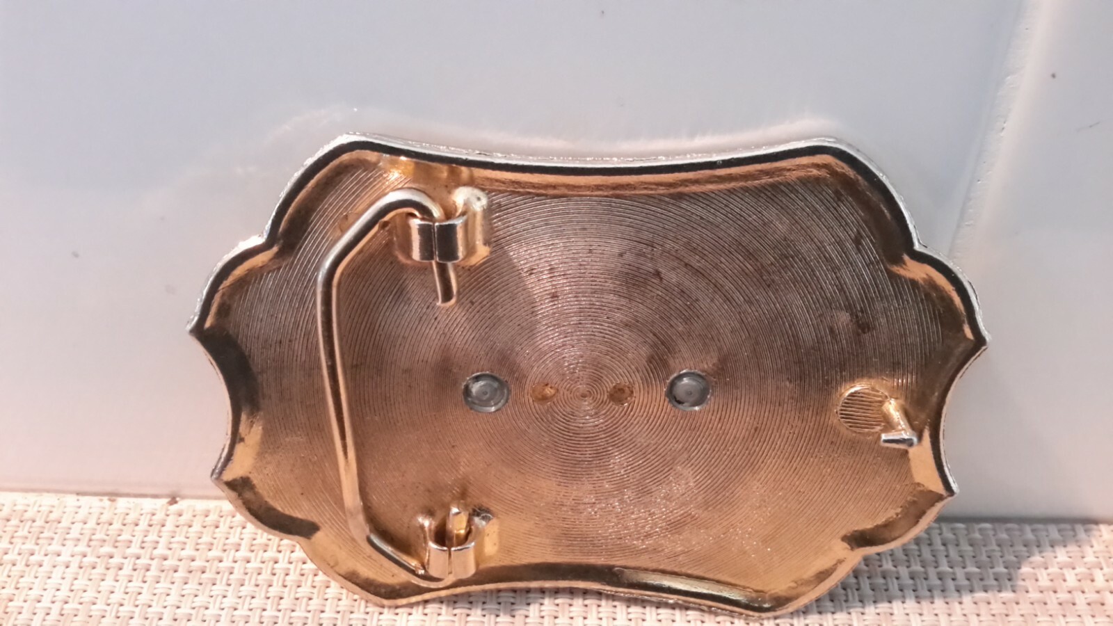 Vintage? Unmarked Belt Buckle Flower Pattern Pre-owned