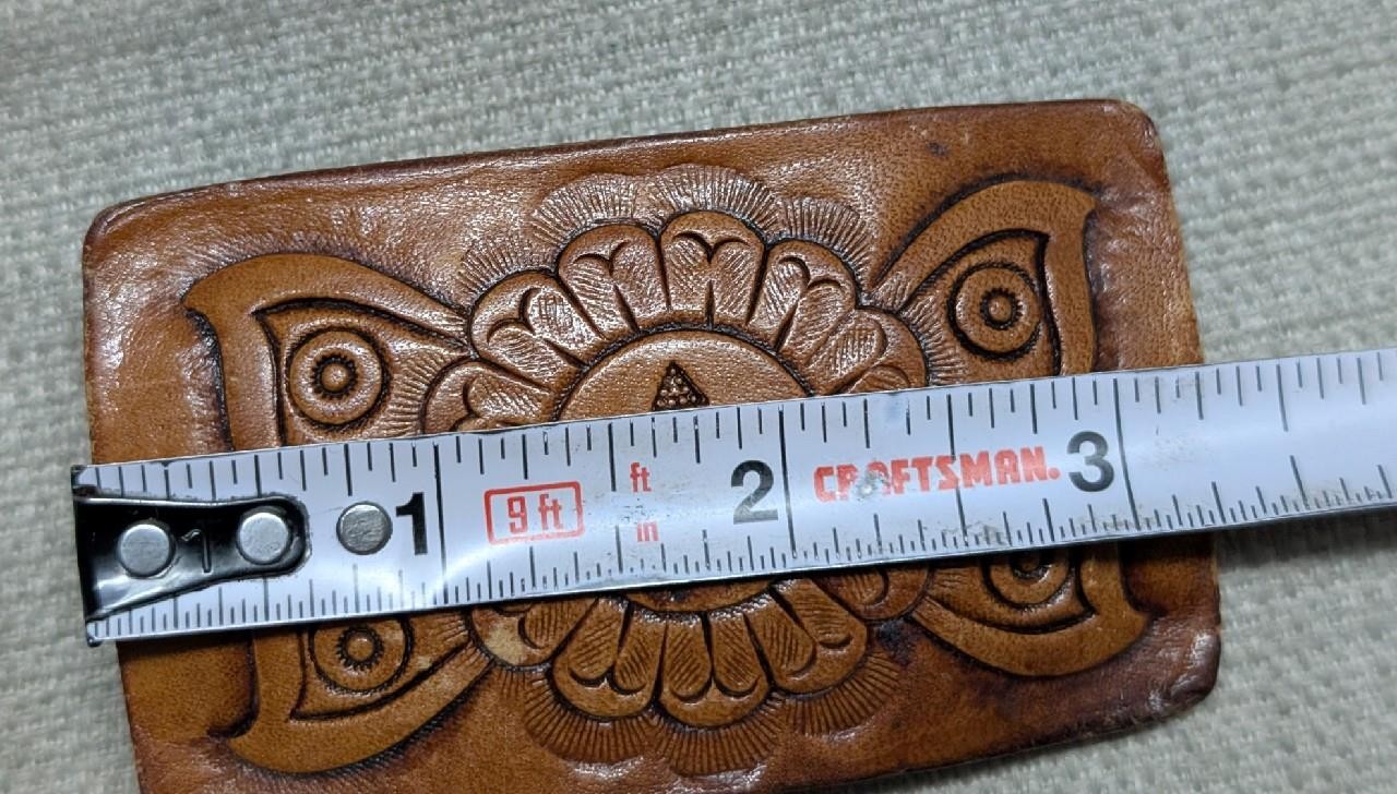 vintage TOOLED belt buckle NATIVE AMERICAN INDIAN leather SOUTHWESTERN navajo