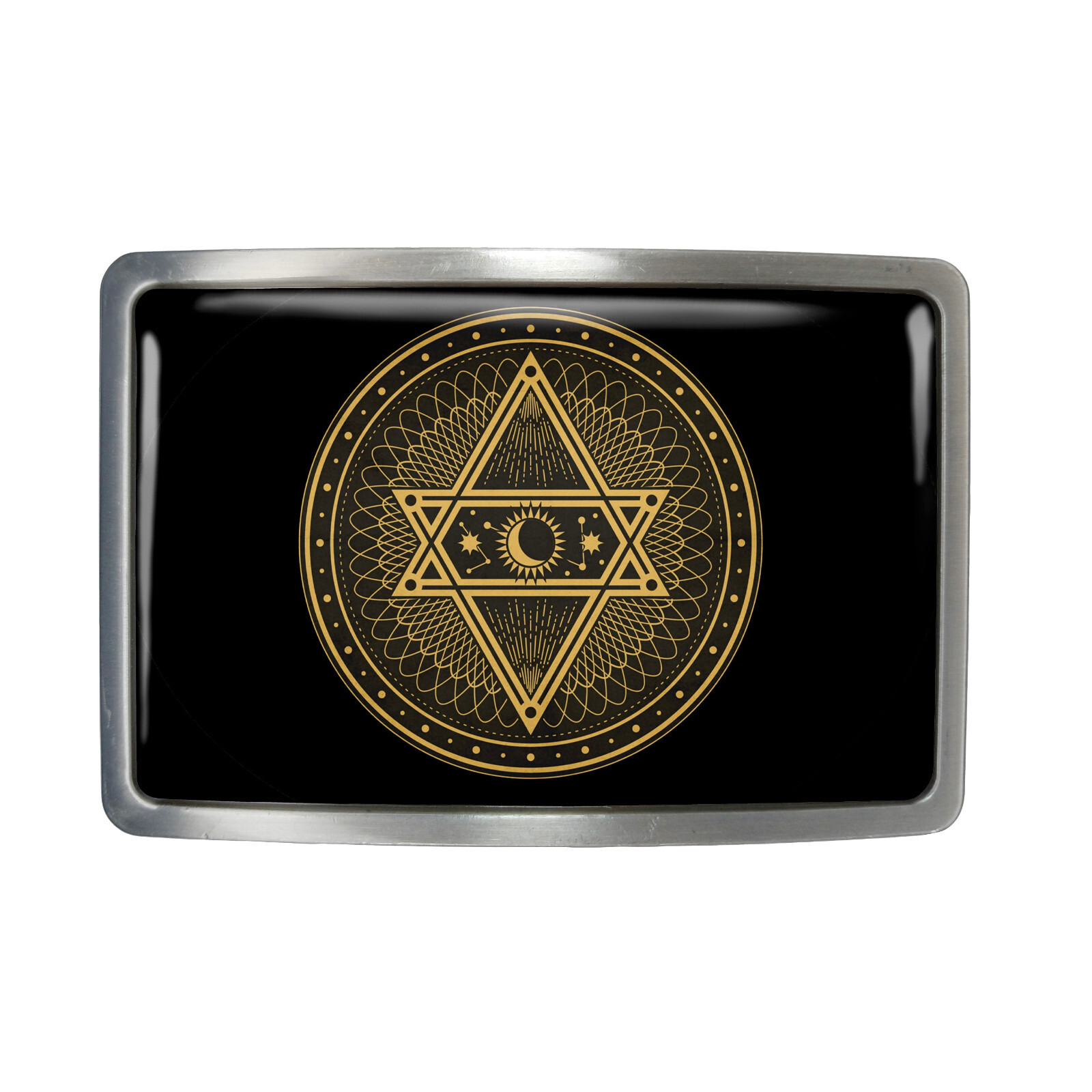 Tarot Pentagram Belt Buckle – Moon Sun and Stars Magic Symbol Buckle – 614