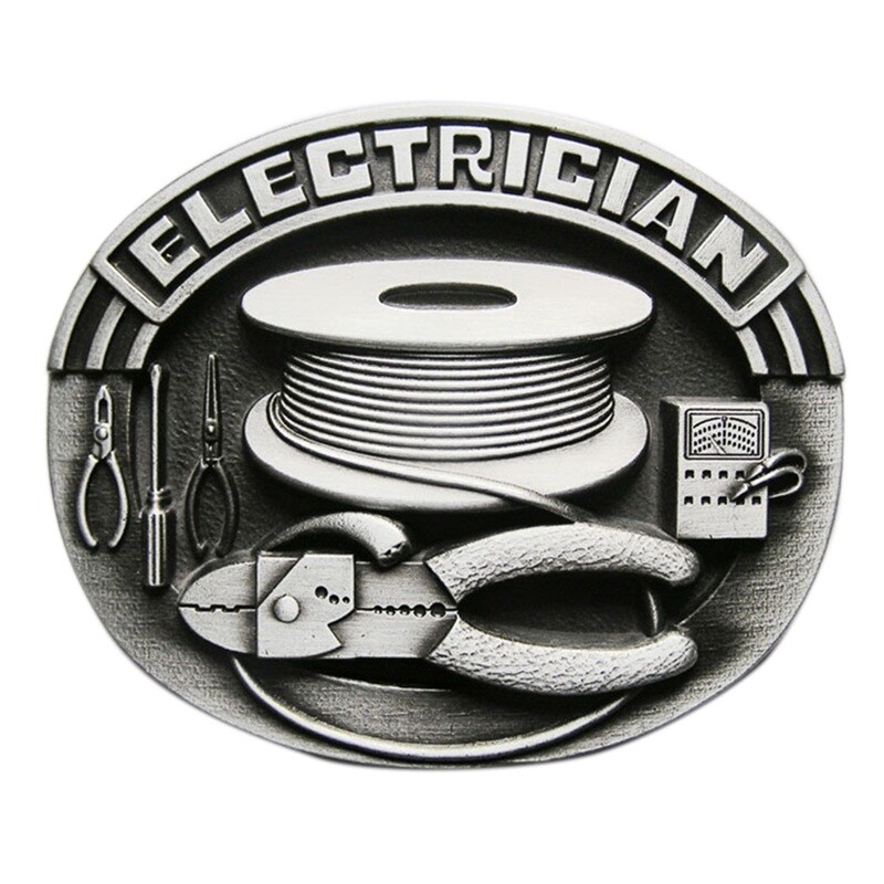 Antique Silver Trades Tradesman Electrician Tool Belt Buckle also Stock in US