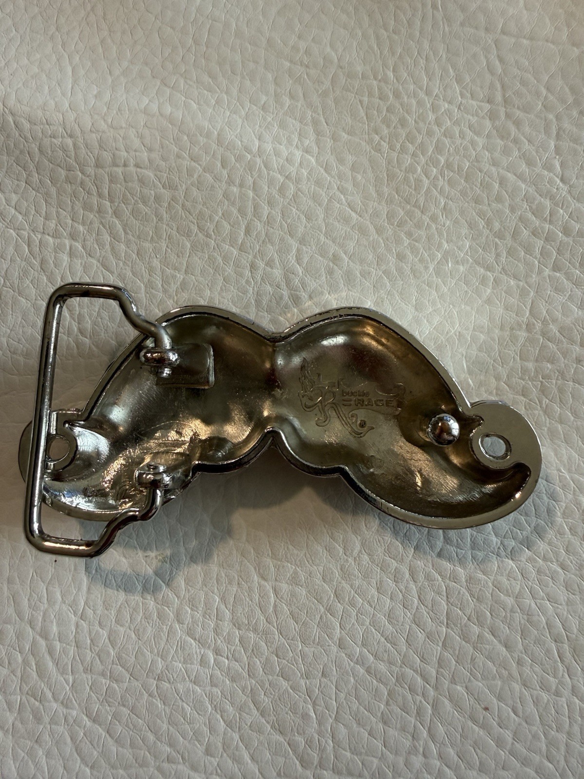 Buckle Rage Handlebar Mustache Novelty Belt Buckle Silver Tone Hipster Kitsched