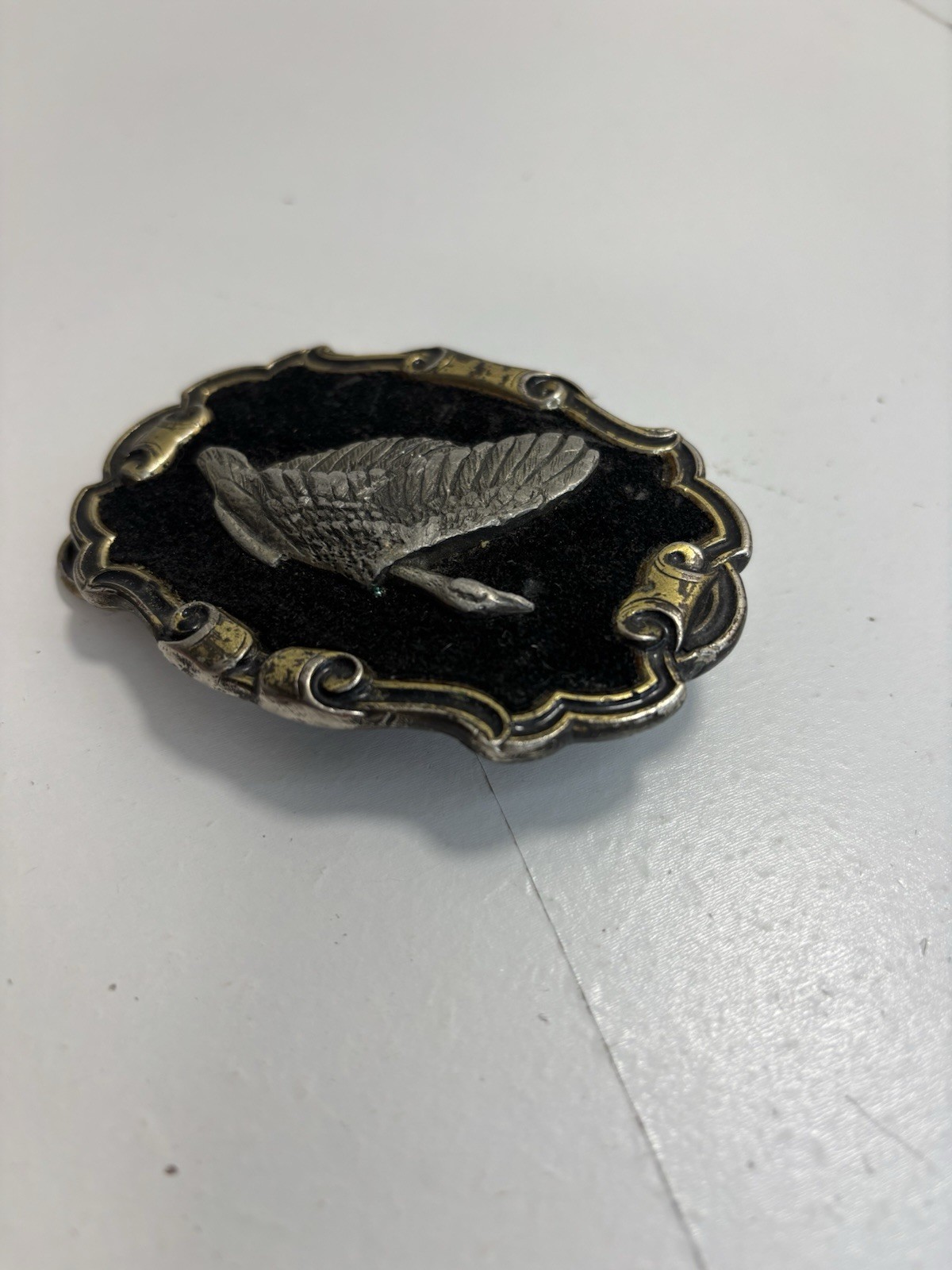 Vintage Canadian Goose  » Great American  » Brass/Fabric Belt Buckle # 5004