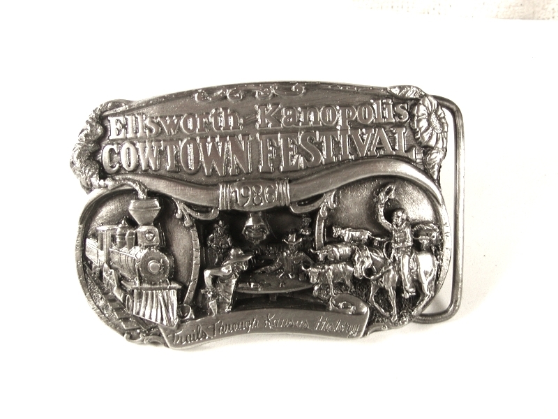 1986 Ellsworth Cowtown Festival Belt Buckle By PRAIRIE ENTERPRISES 42316