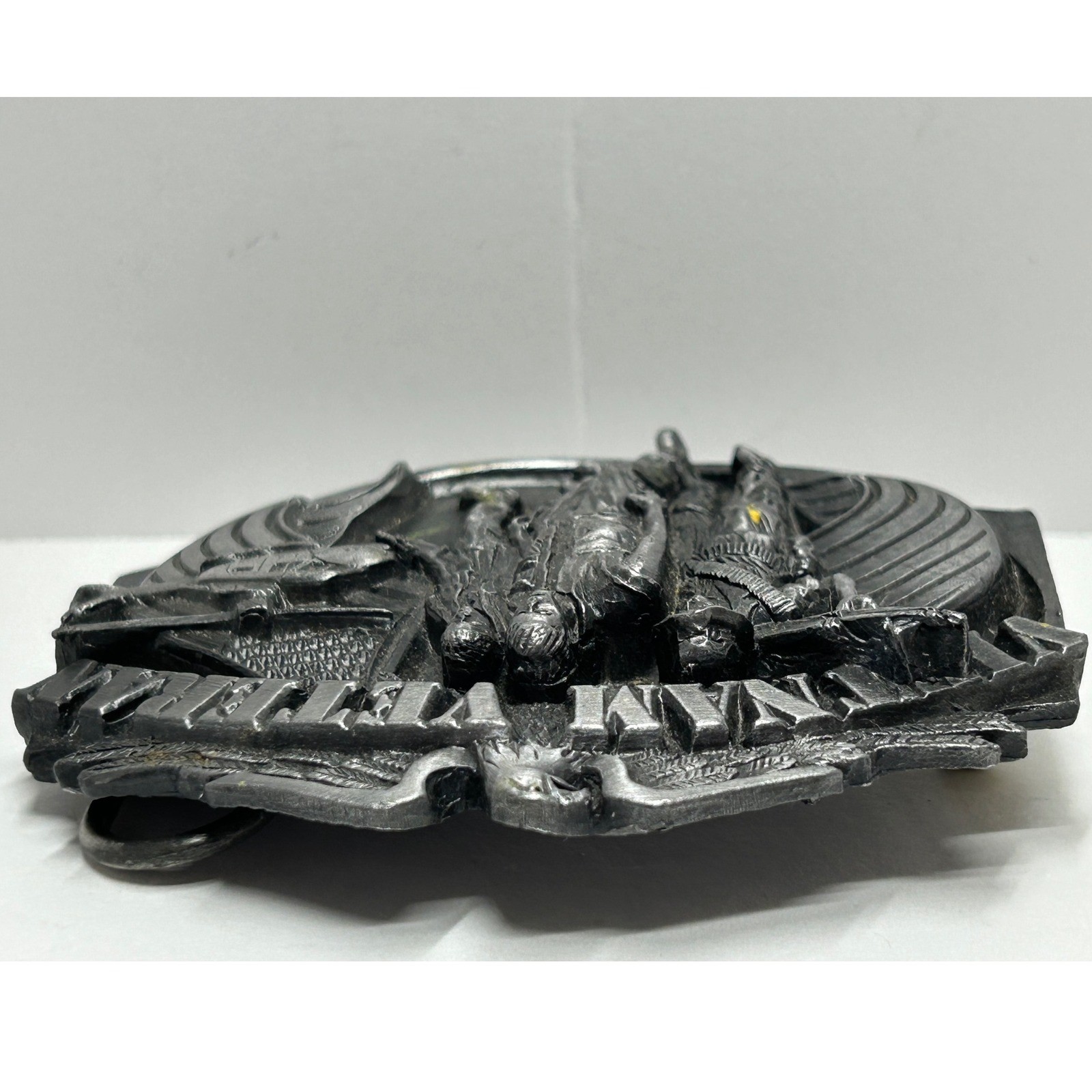 Vietnam Veteran Belt Buckle Eagle Soldiers Helicopter US Flag Made in USA