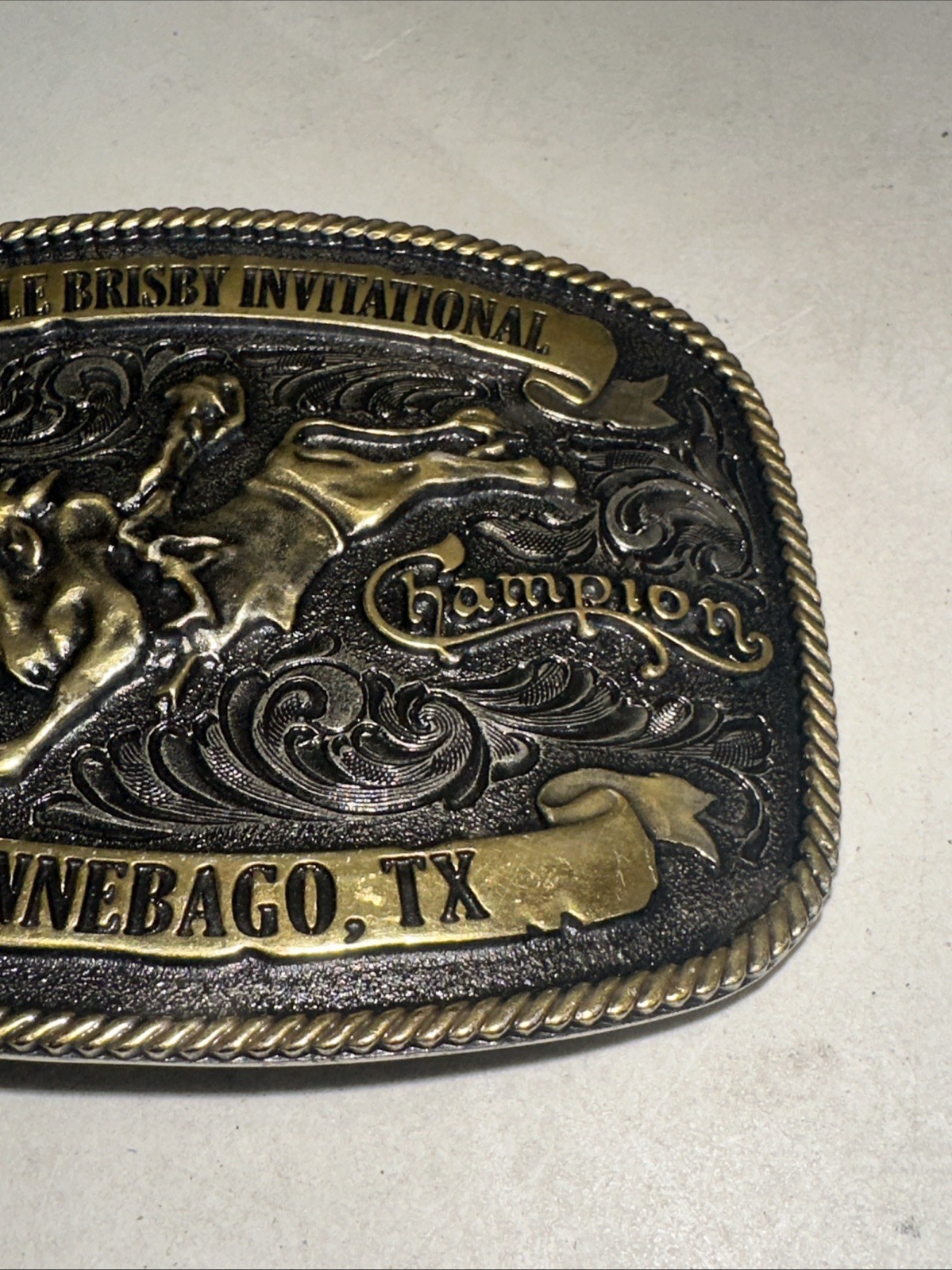 Dale Brisby Invitational Champion Belt Buckle 1987 Winnebago TX MO Silversmiths