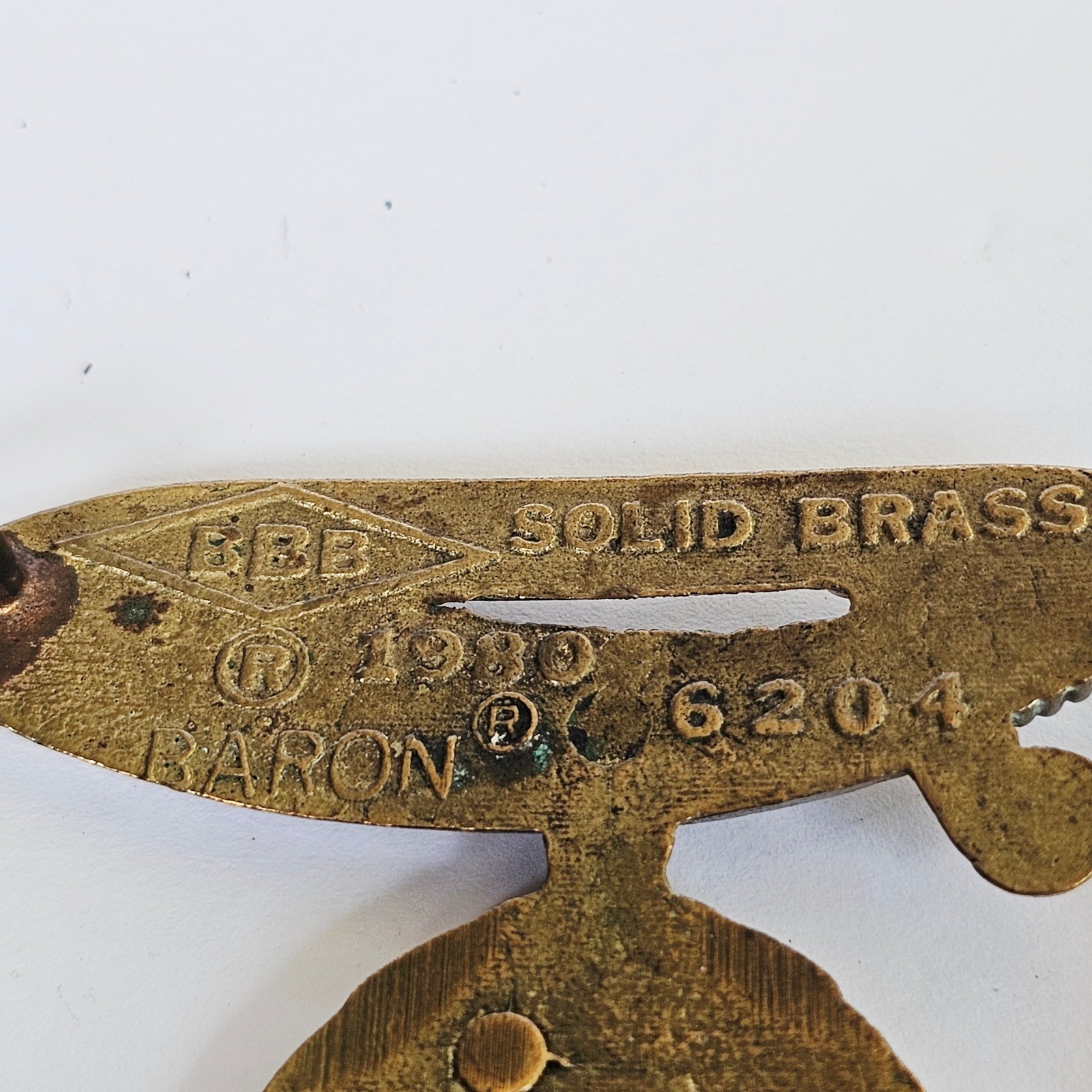 1980 Baron Shriners Masonic Belt Buckle Solid Brass Scimitar Pharaoh Star Vtg