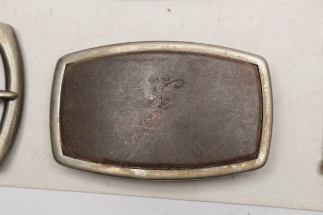 Lot of 9 Assorted Belt Buckles 1.5” Silvertone Brass Nickel Leather Crafter
