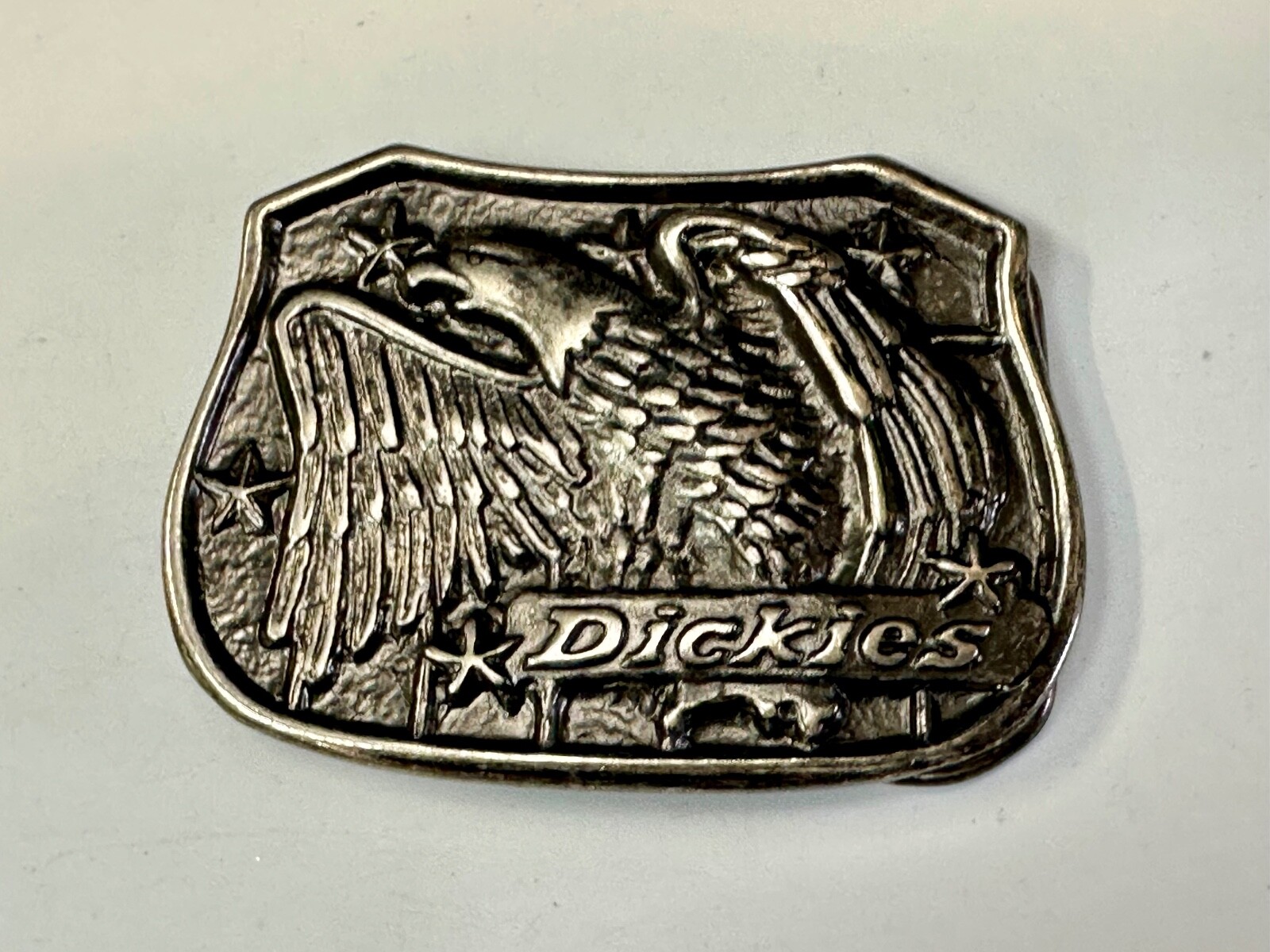 Dickies Screaming American Eagle and Stars USA Silver Tone Belt Buckle