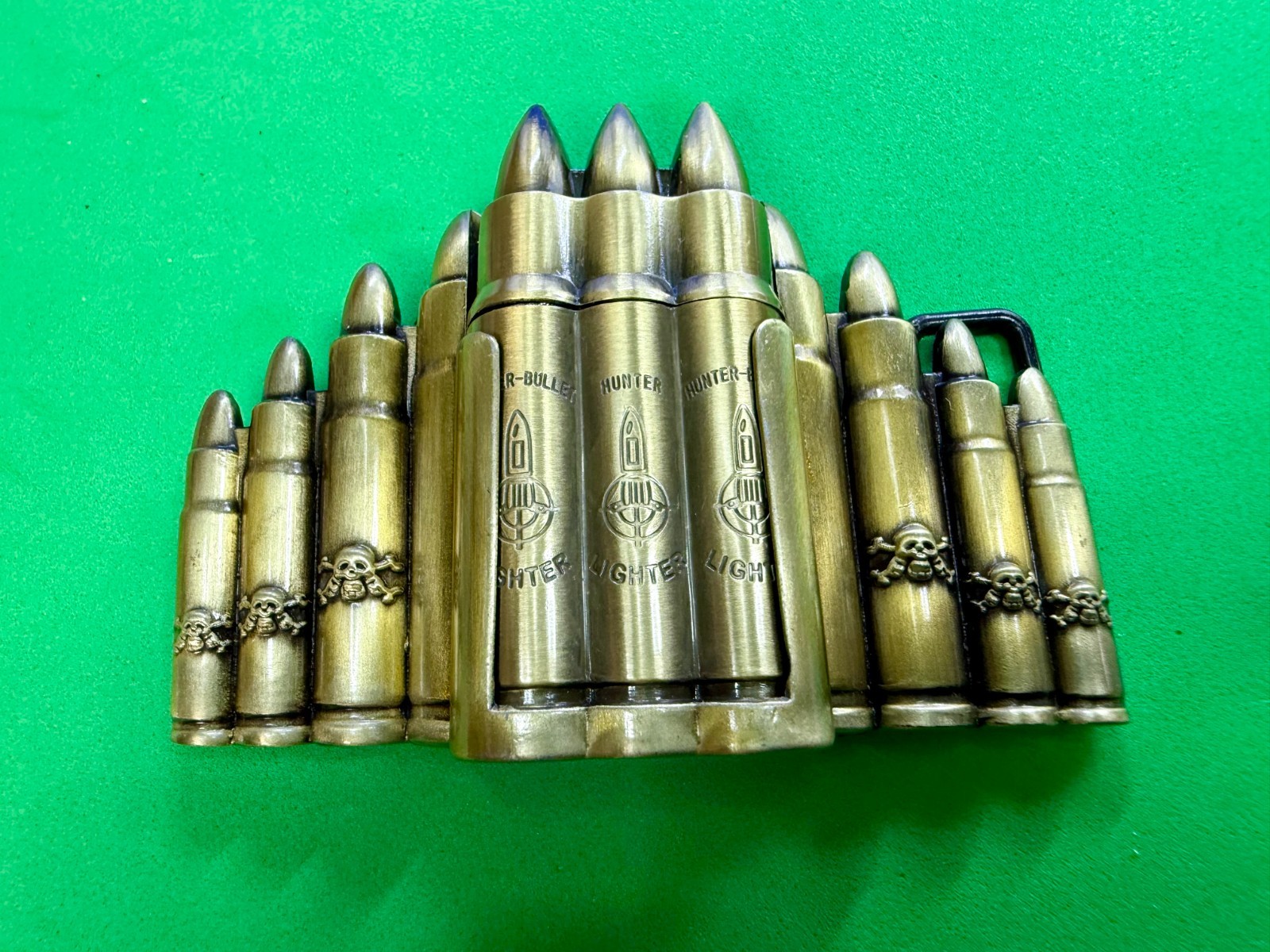 Bullet Rifle Rounds Skull Crossbones Lighter (Not Working) Large Belt Buckle