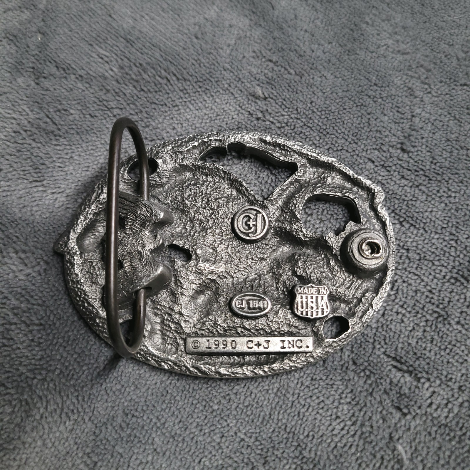 C & J VTG 90s Flying Eagle Belt Buckle Enamel Glaze USA Made 1541