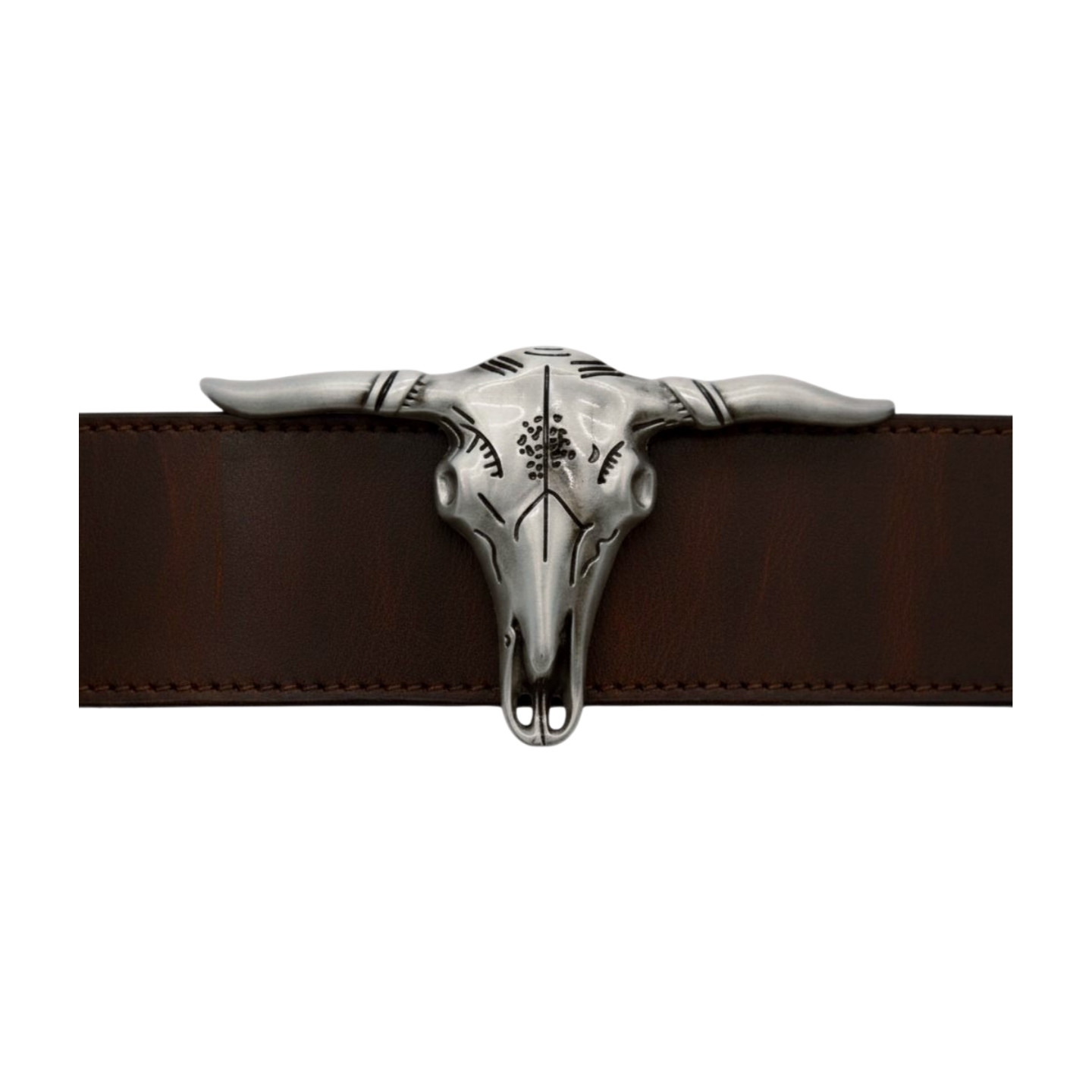 Men Western Fashion Silver Metal Big Belt Buckle Long Horn Texas Cow Bull Skull