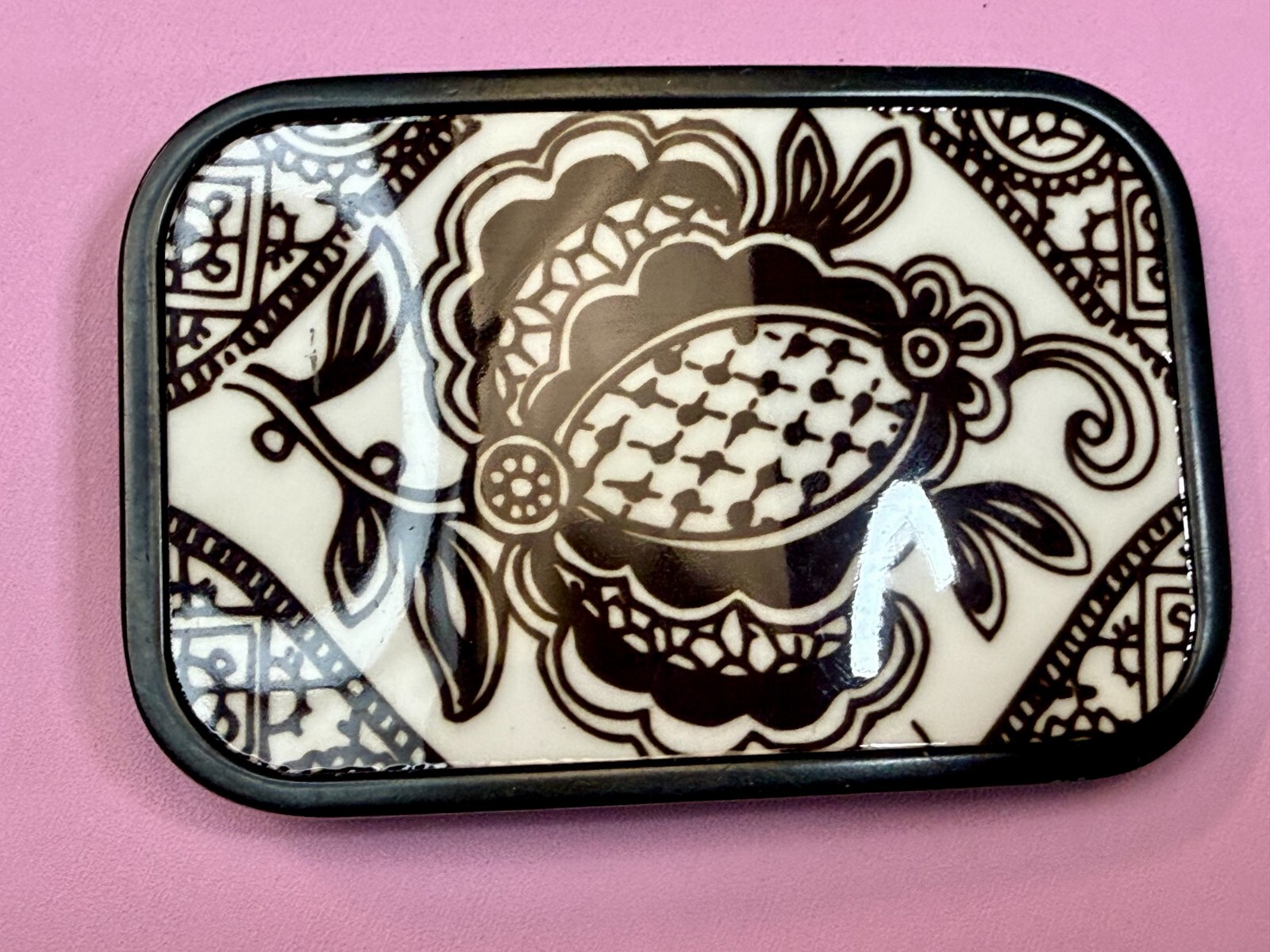 Flower Art Floral Theme Hand Painted Enamel Belt Buckle by Buckle Down