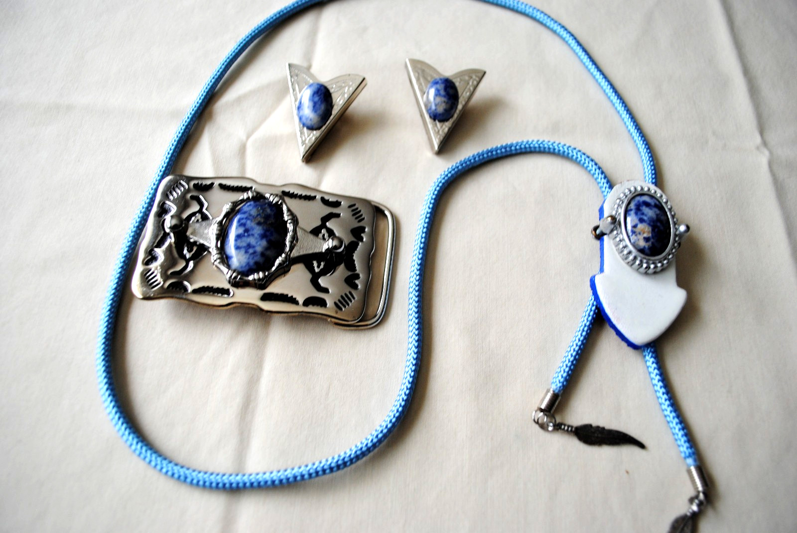 Western Belt Buckle, Bolo and Collar Tip Set