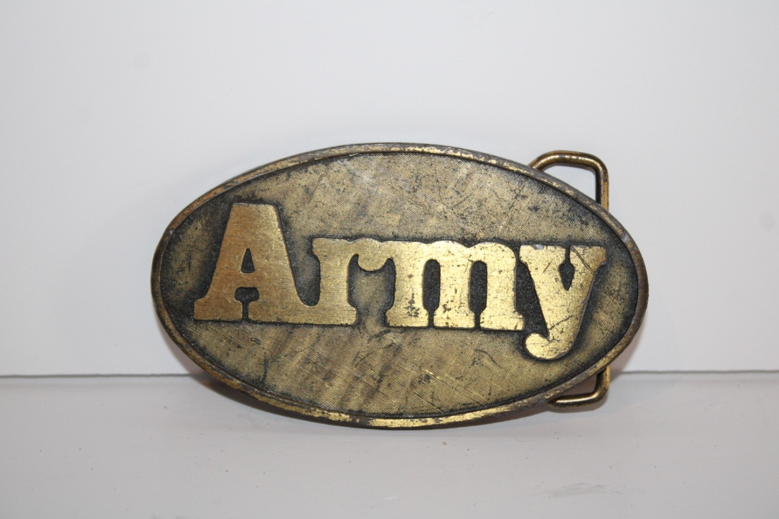 Vintage Army Brass Tone Belt Buckle Outstanding Support Recruiting 3.75”