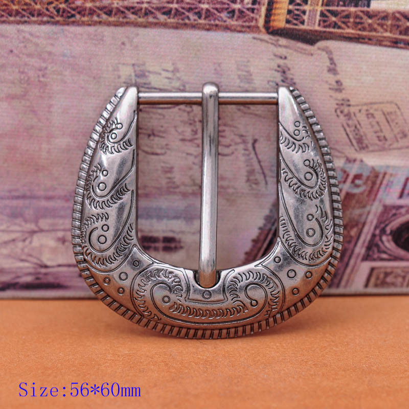 Vintage Flower Engraved Western Cowboy Belt Buckle 3 piece Set Fit 30mm Strap